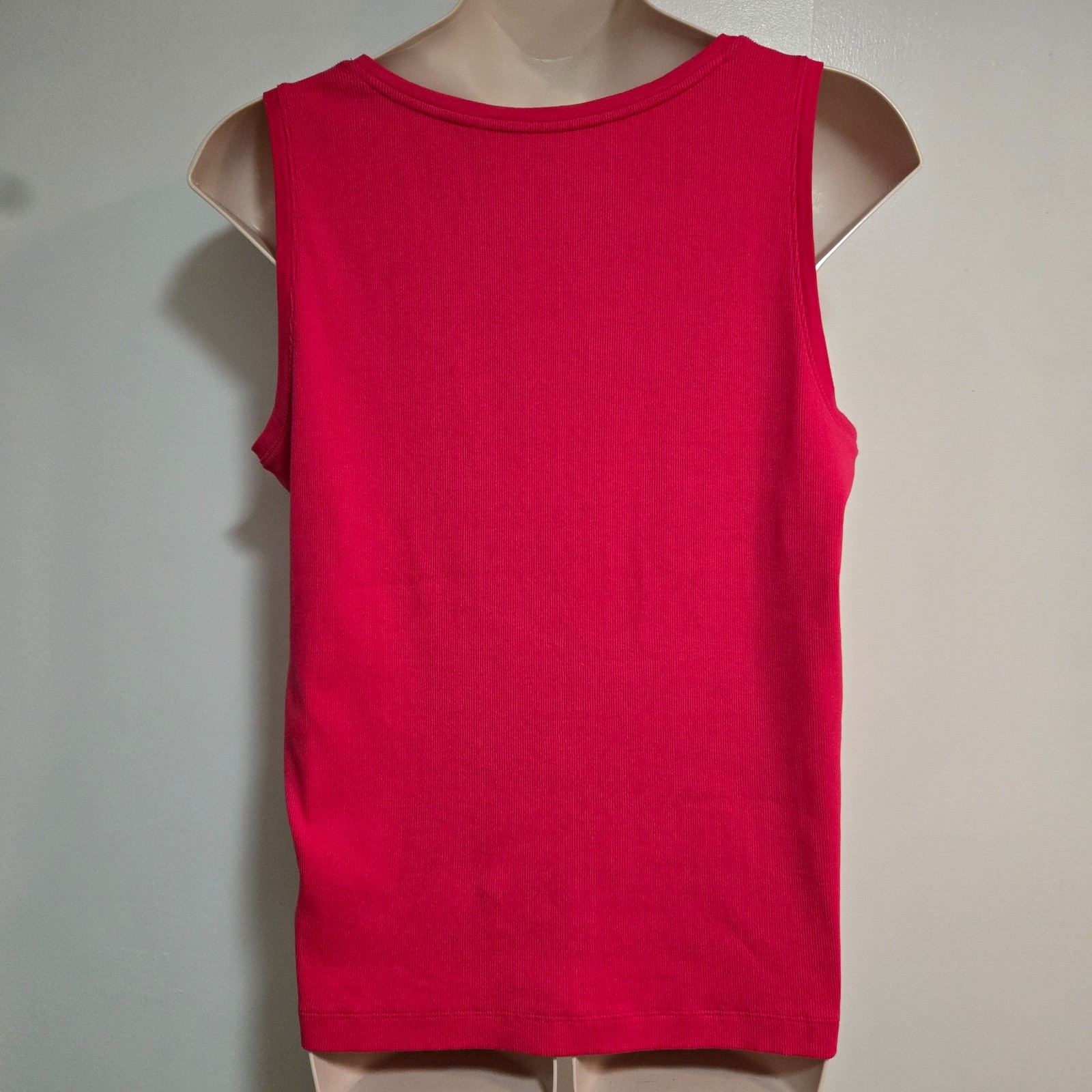 Chico’s Plus Size 4 (20/22) 2X Raspberry Pink Cotton Blend Ribbed Scoop Tank Top
