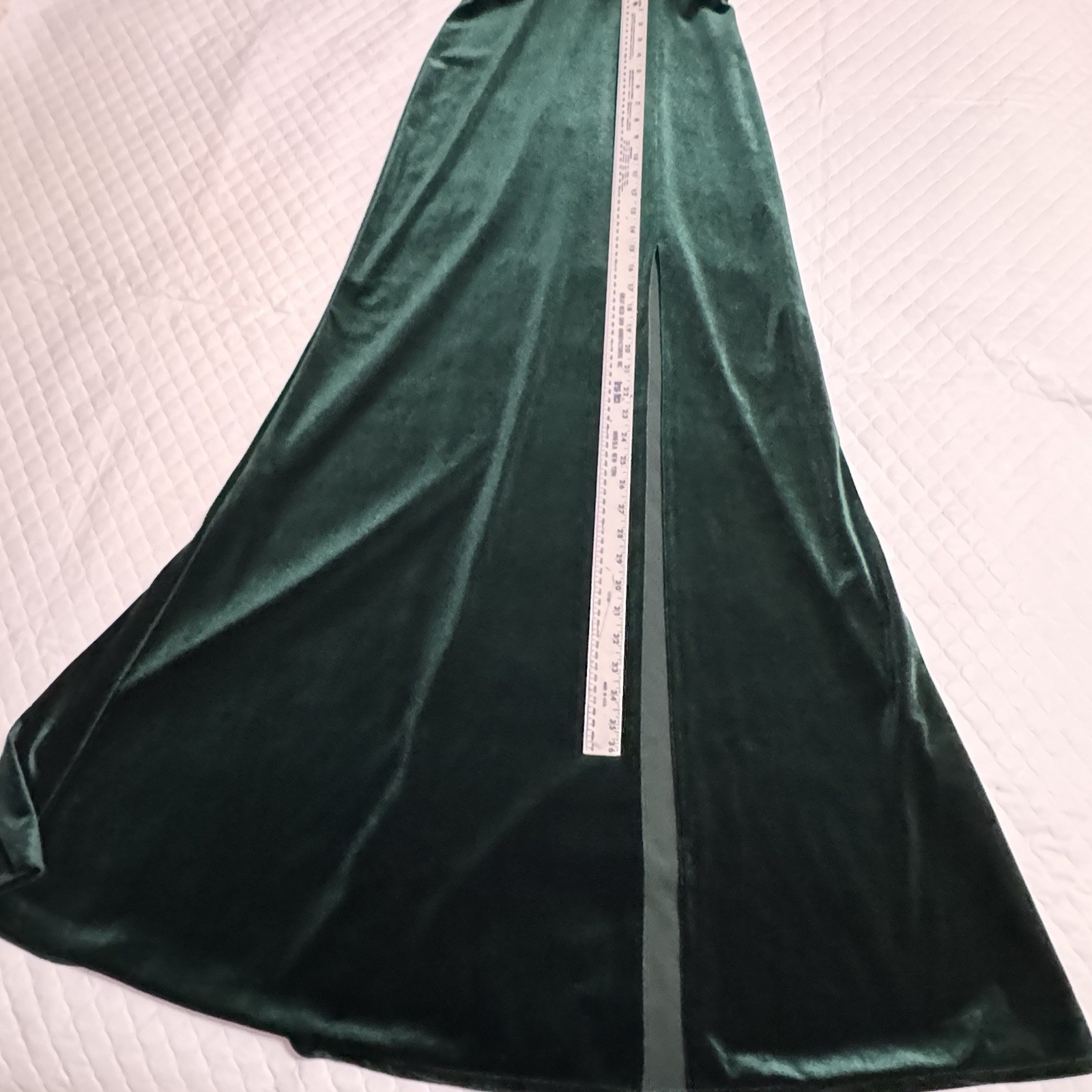 Jenny Yoo Sz 4 Issa Velvet Off-The-Shoulder Column Gown Maxi Dress Green Boning