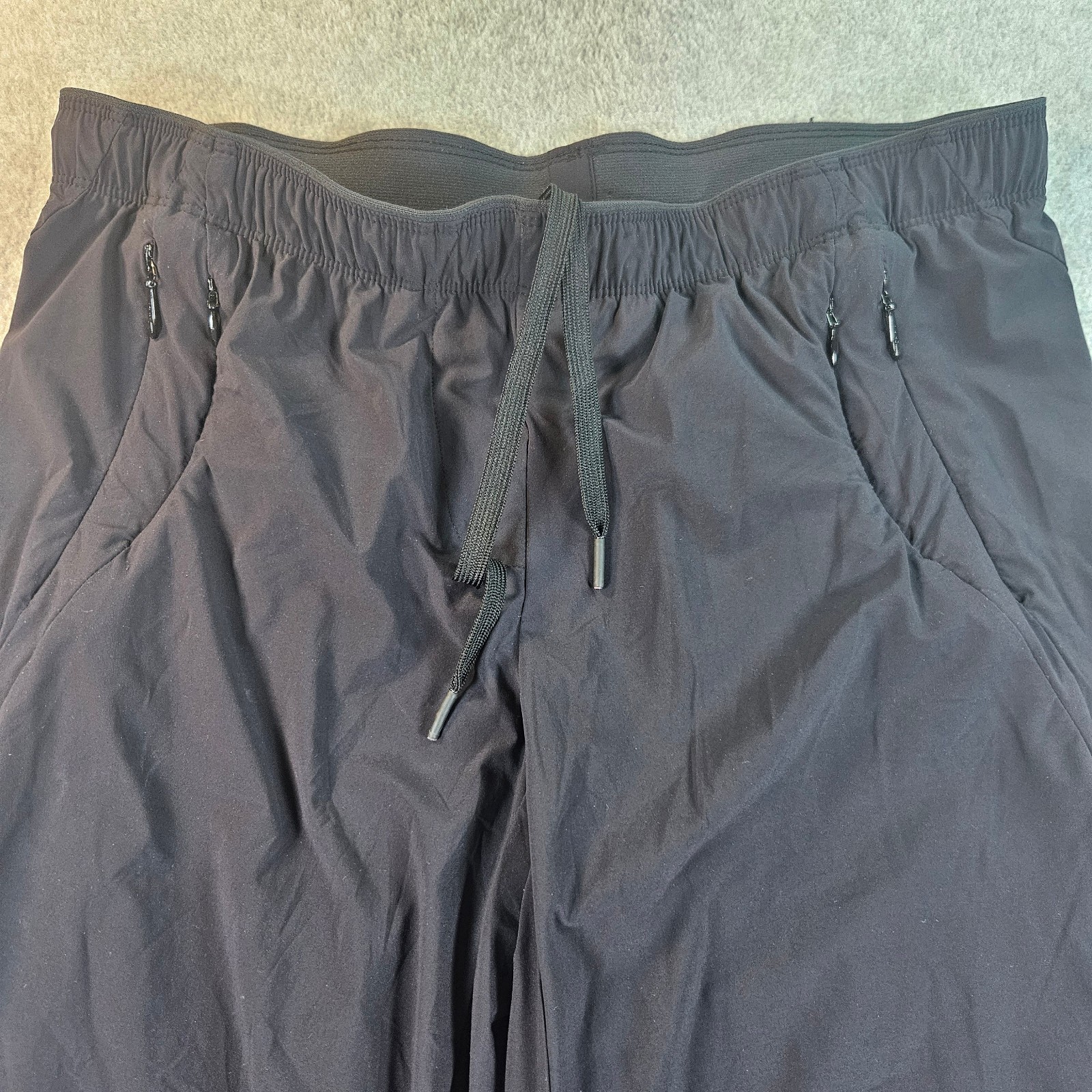 Paskho Travel Pants Womens Size M Black Wide Leg Stretch Drawstring Eco Fabric
