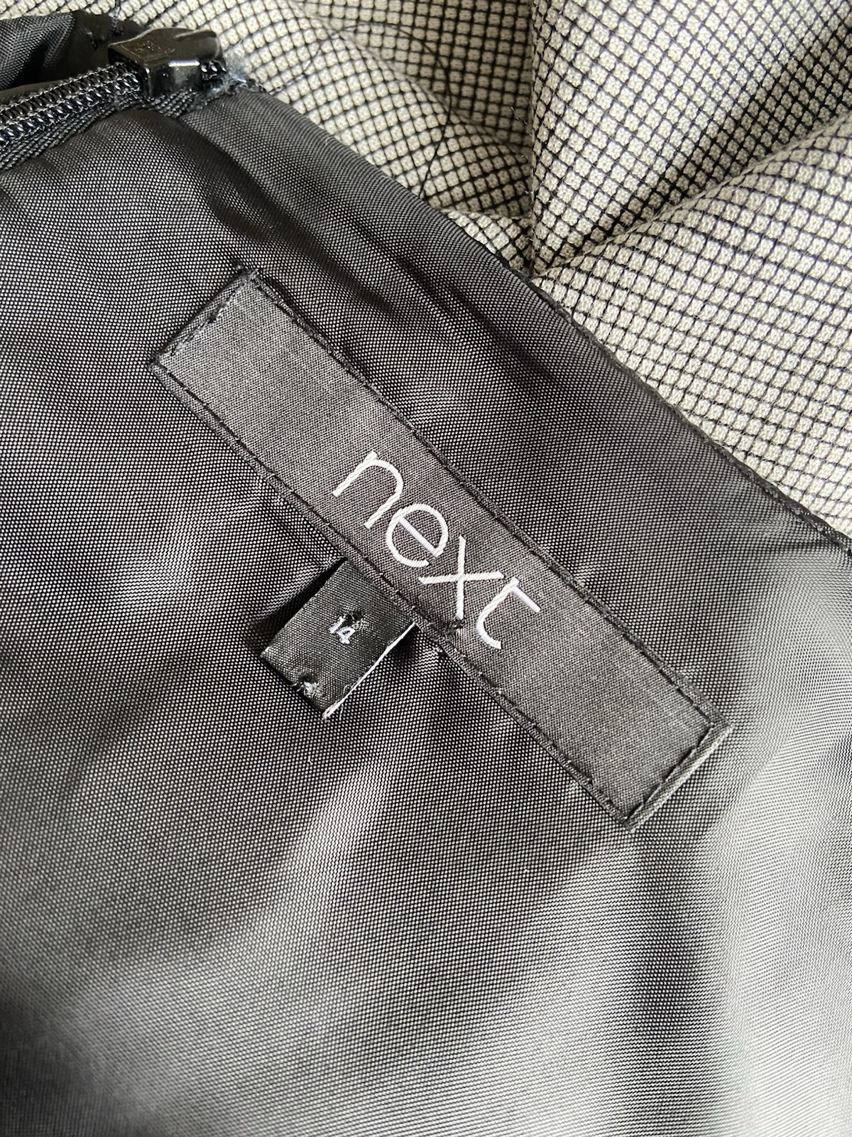 Next Grey Dress | Checked | Short Sleeve | V-Neck | Work / Officewear Size 14