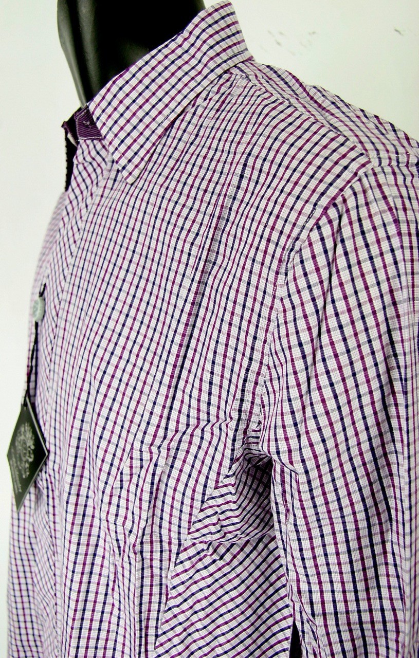 English Laundry Shirt Blaque Label Style ELW 1215 Poynton Purple Check Cotton