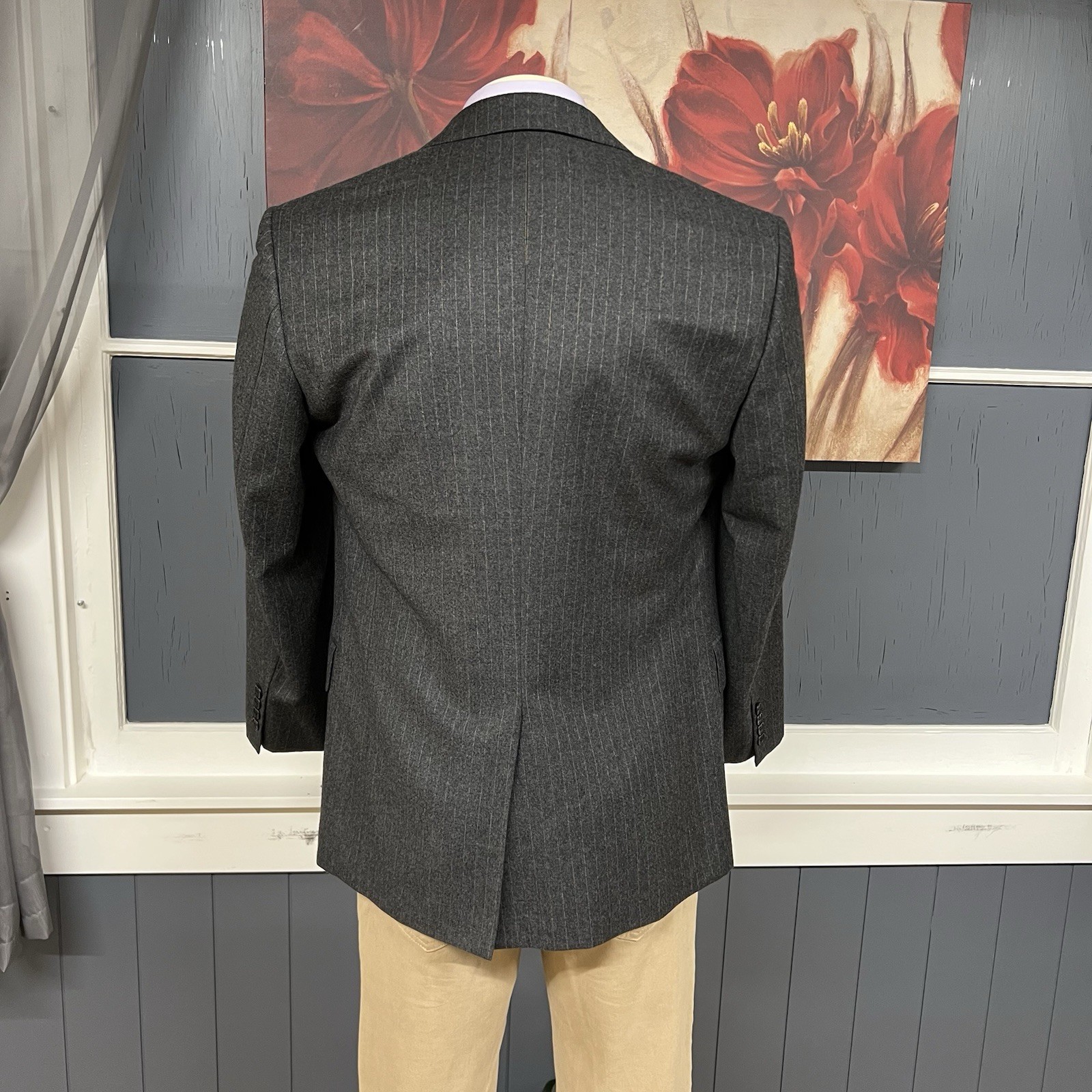 Custom Ermenegildo Zegna Suit 40S Short Cuffed Pleated 32×30 Gray/Orange Flannel