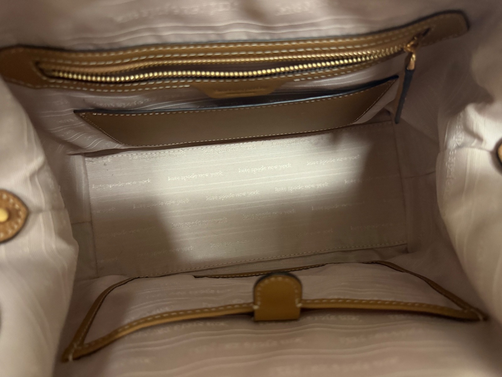 kate spade shoulder handbag tan with red and pink stripes
