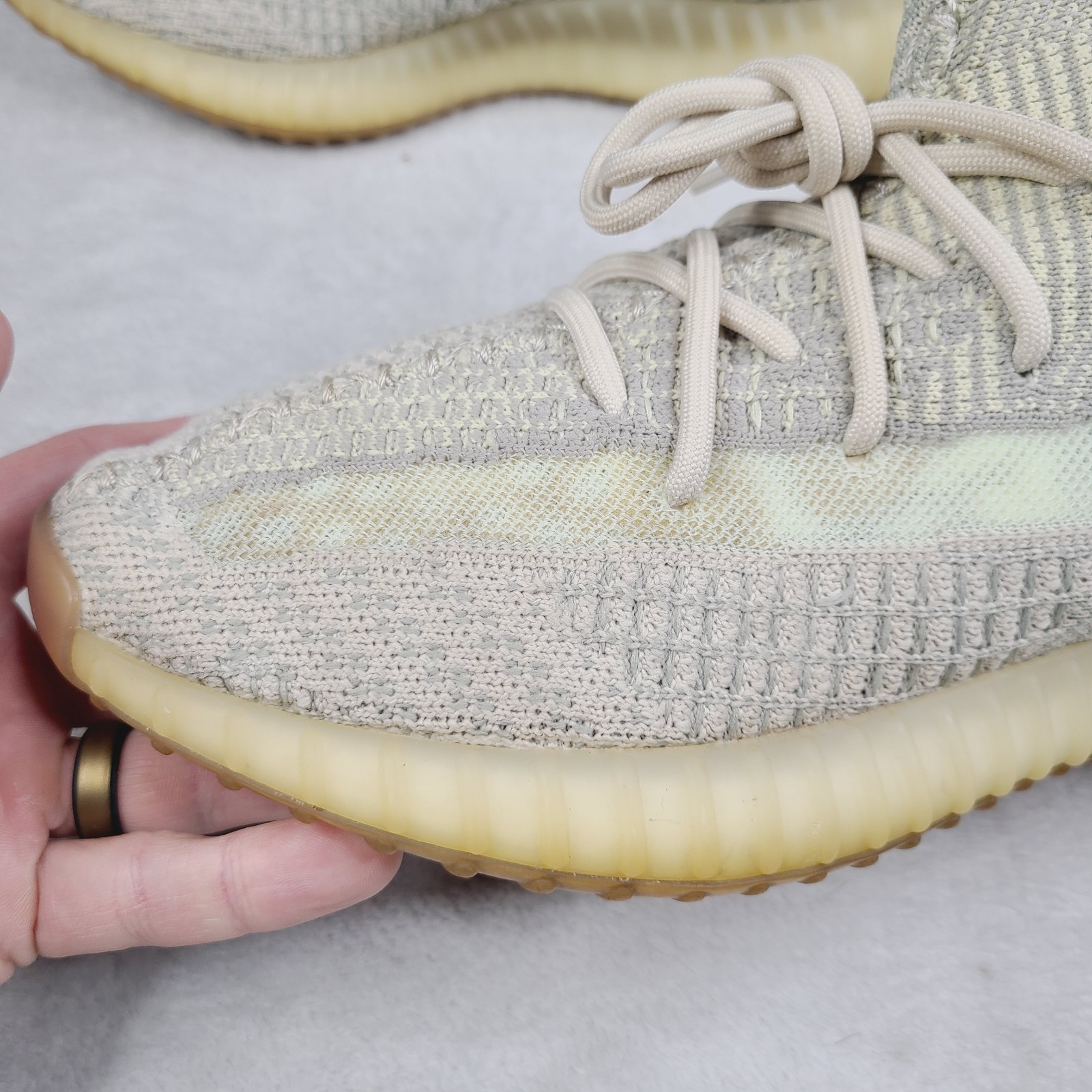 Adidas Yeezy YZY Boost 350 V2 Citrin Shoes Mens 9 Non Reflective Beige Knit