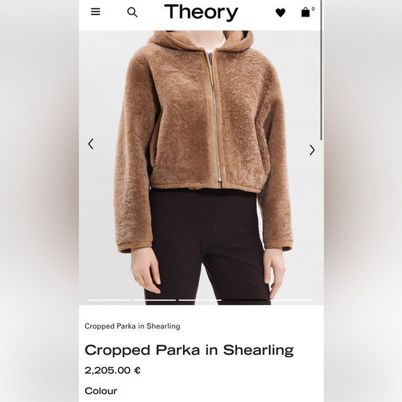 THEORY***Reversible Cropped Hooded Shearling Lamb Parka Coat***small $2395