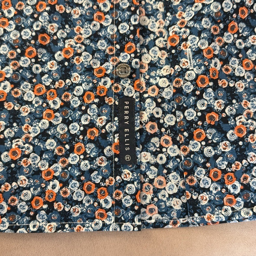 PERRY ELLIS. Multicolored, Floral printed Casual Button Down Shirt. Stretch.XXL.