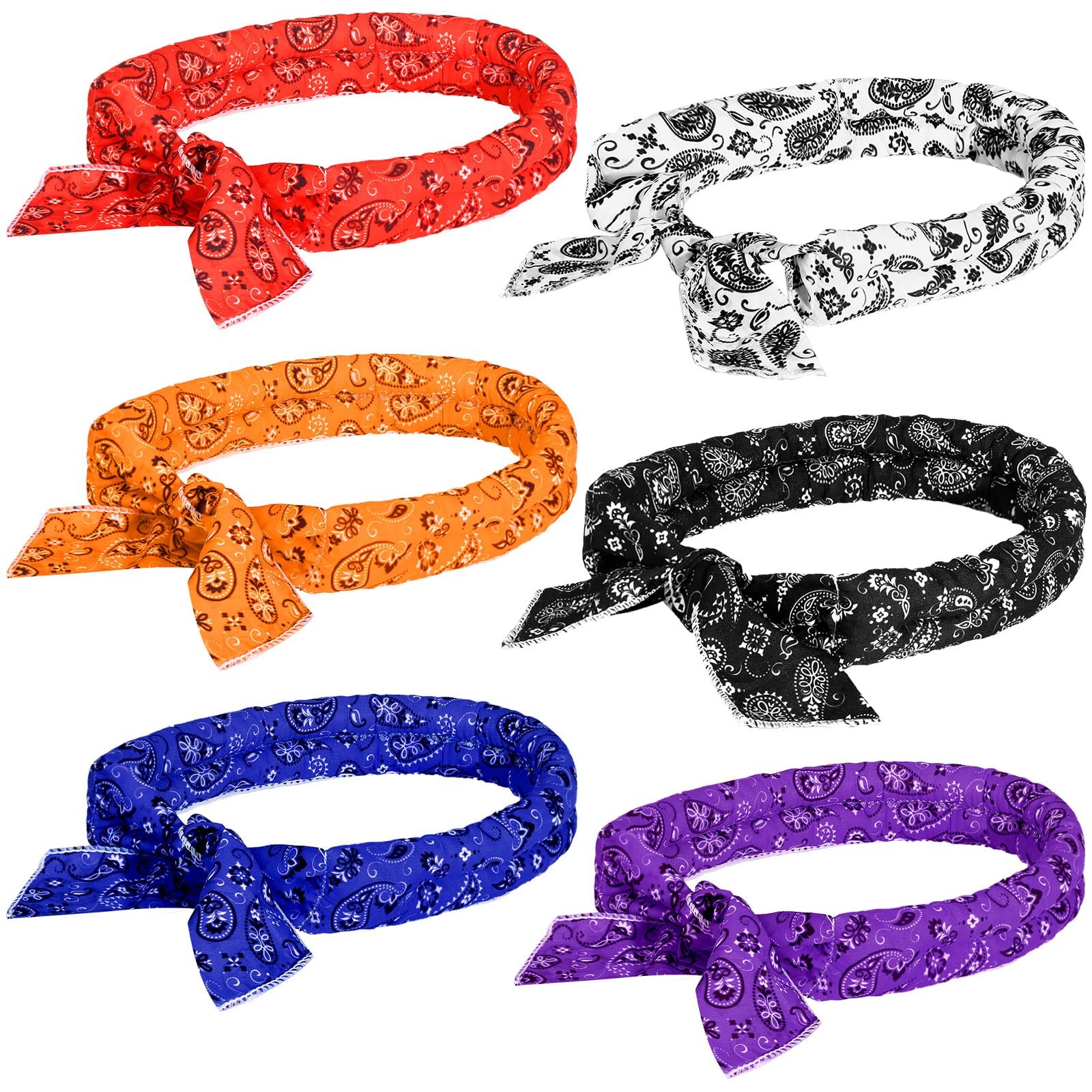 6 Pack Cooling Neck Wraps Neck Cooler Ice Bandanas Scarf for Hot Weather Summ…