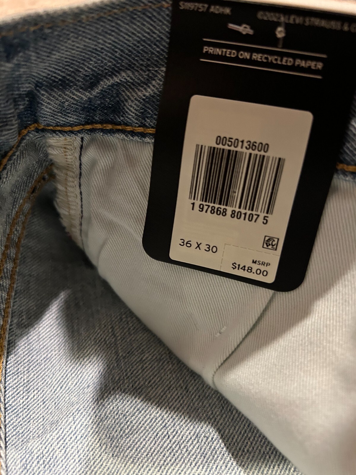 Levi’s Premium 501 Original Fit Selvedge Jeans Blue Men’s Size NWT RT$148 3600