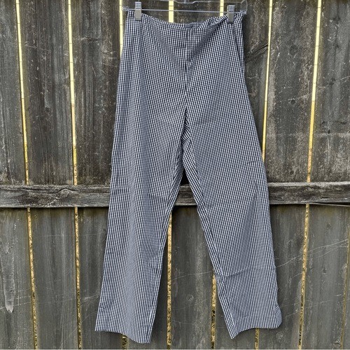 Brooks Brothers 346 Womens Gingham Stretch Pants Black White Side Zip Size 6
