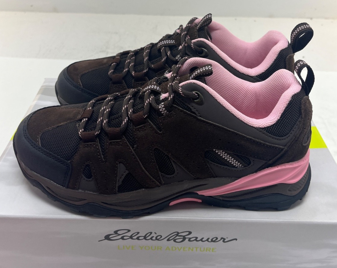 Eddie Bauer Women’s Longview Hiking Shoe brown w/ pink FREE shipping!