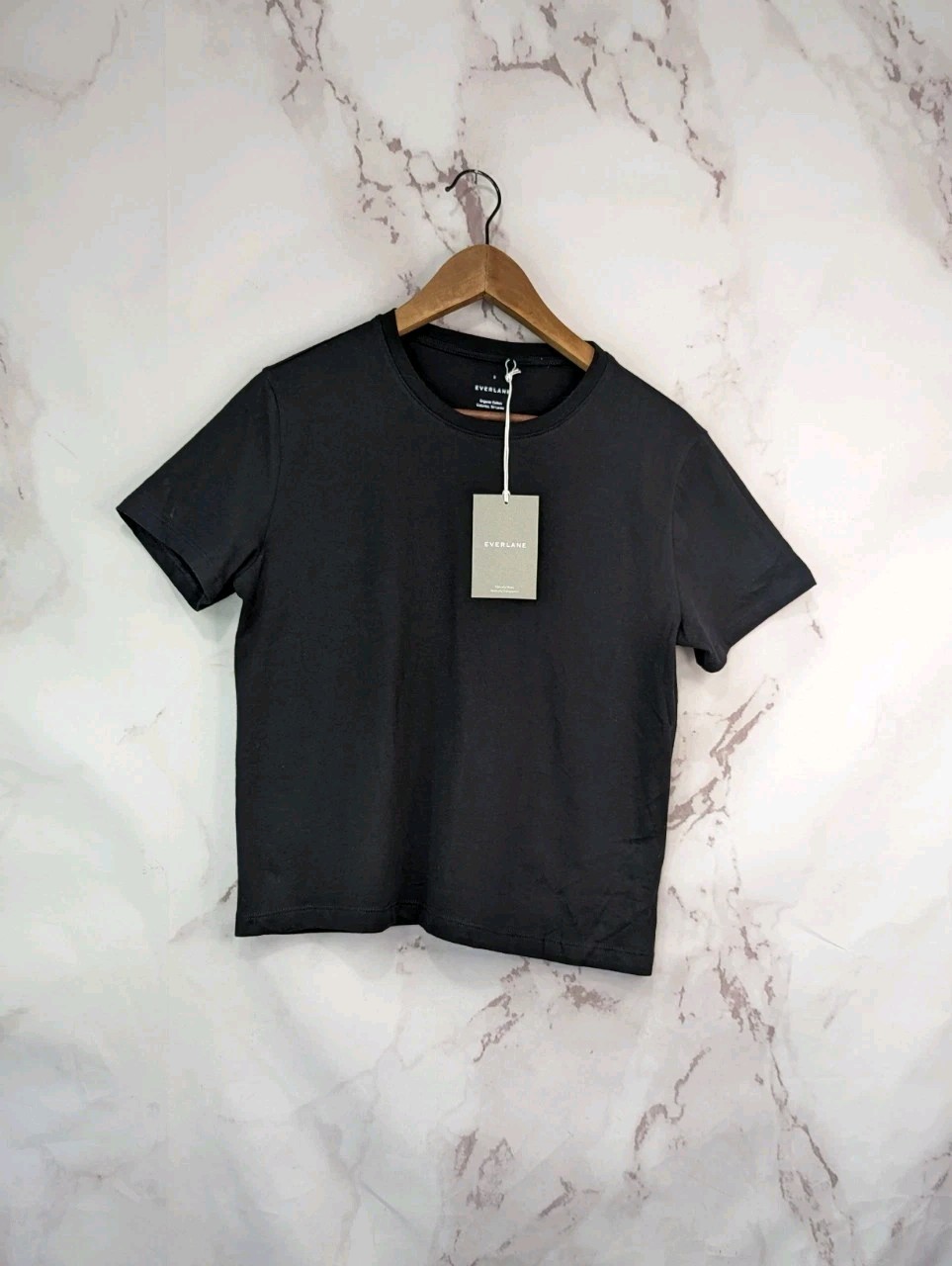 Everlane T Shirt Women XS Black Crewneck Box Cut Tee The Organic Cotton