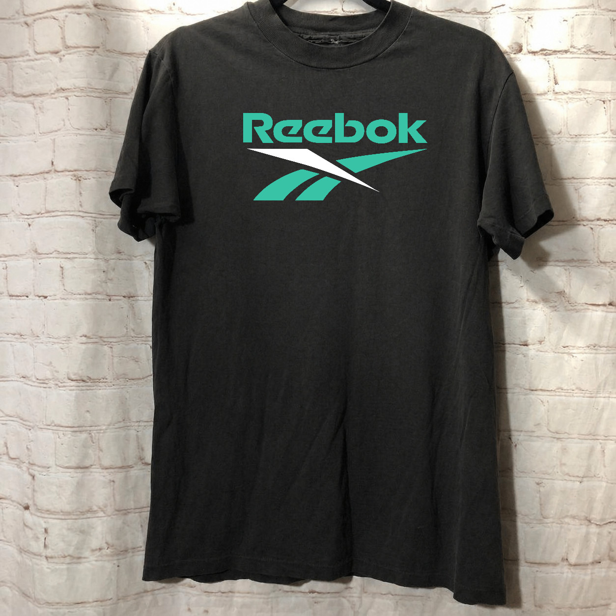 Vintage Reebok Spellout Logo Black Green Shirt – Men’s Size XL