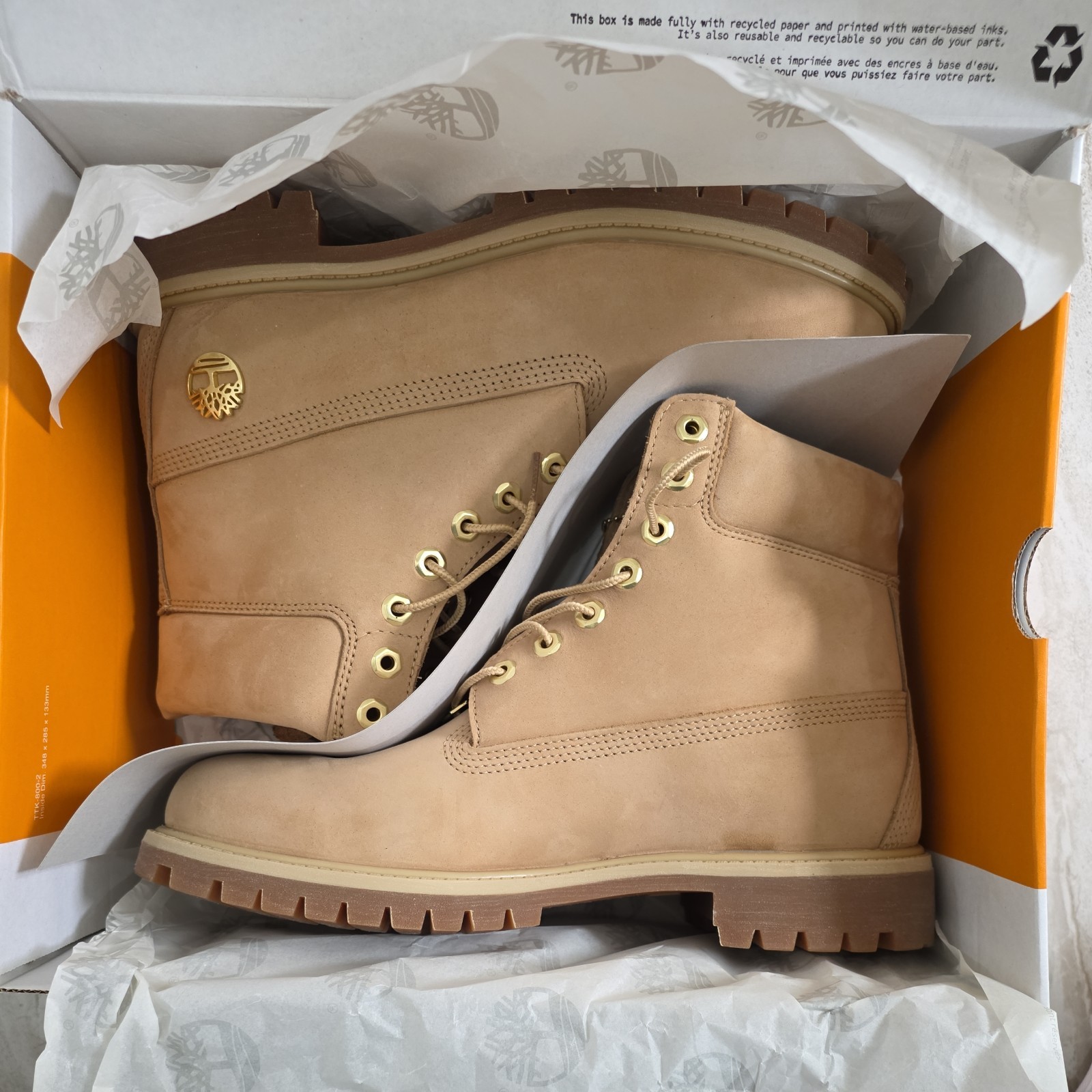 Timberland Used Premium Waterproof Light Beige Nubuck Men’s Boot Size 10.5