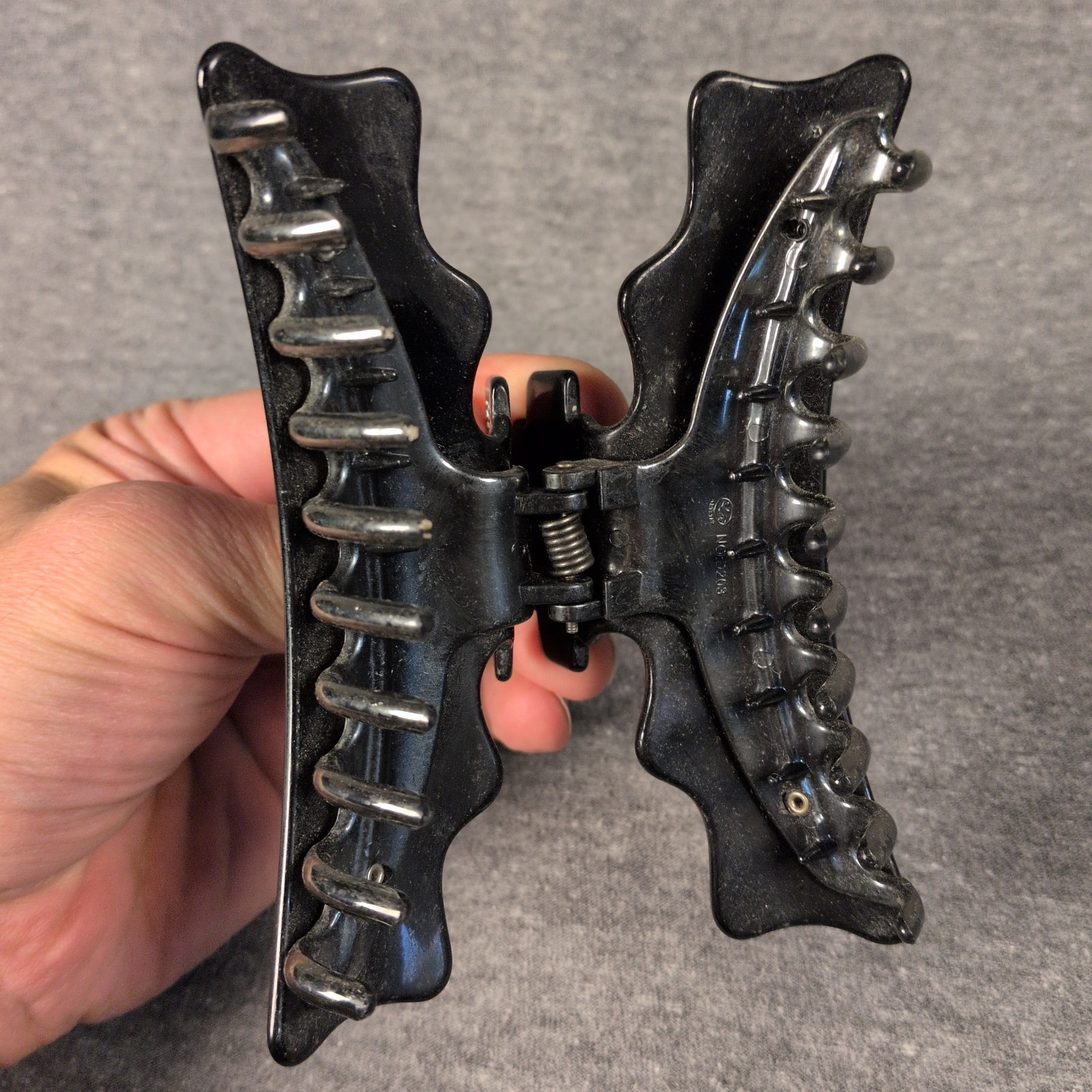 Harley Davison Claw Hair Clip Black Spider Web Rhinestone Large 5 Inch Jaw Clip