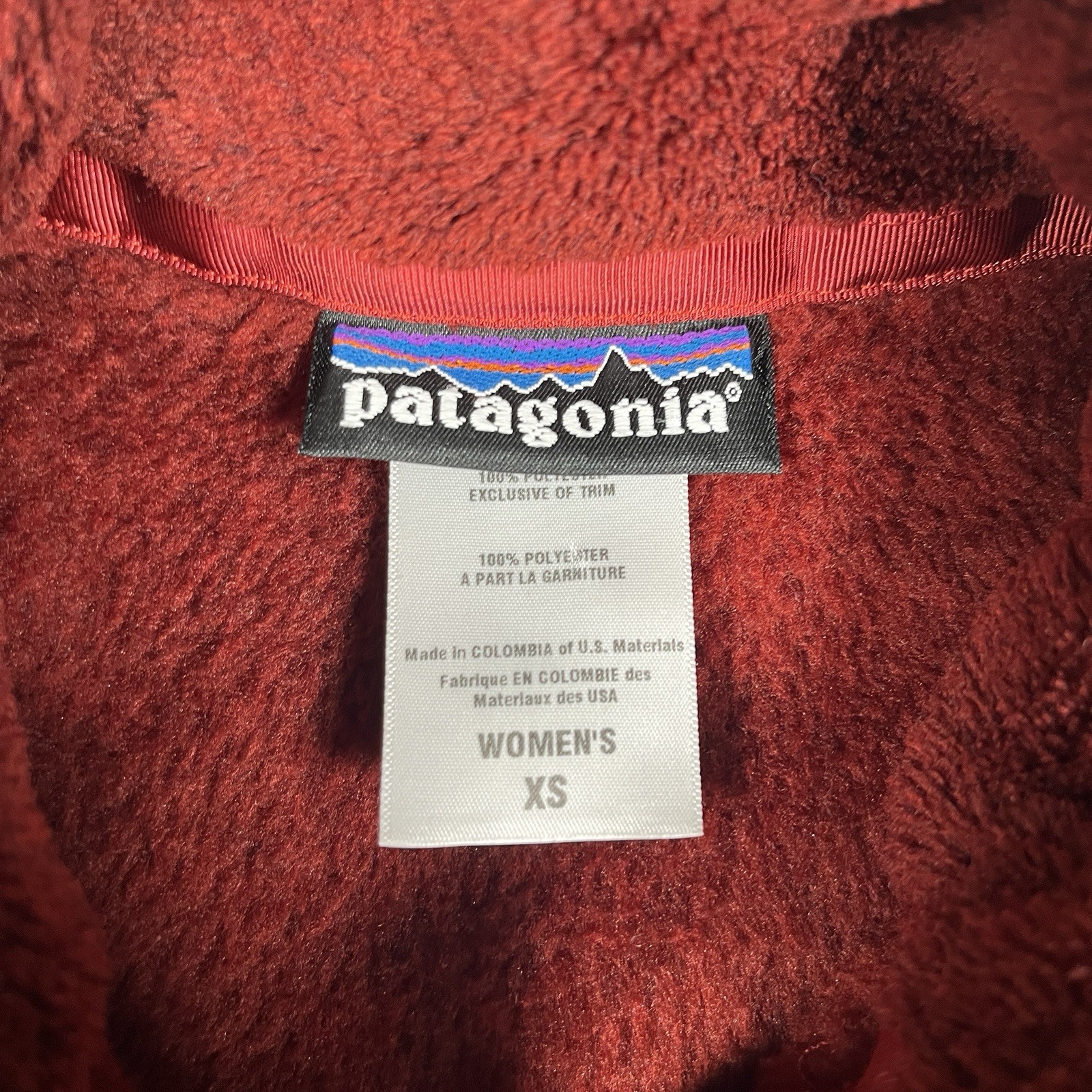 Patagonia Womens Re-Tool Full Zip Fleece Jacket Burgundy Red XS Teddy Gorpcore
