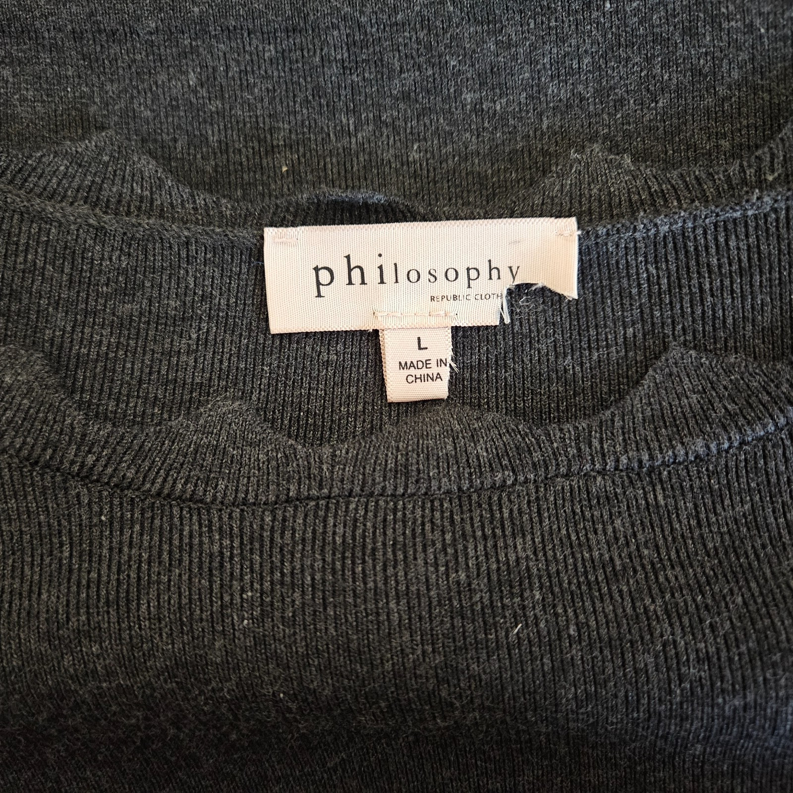 Philosophy Knit Scalloped Neck 3/4 Sleeve Sweater Size Large