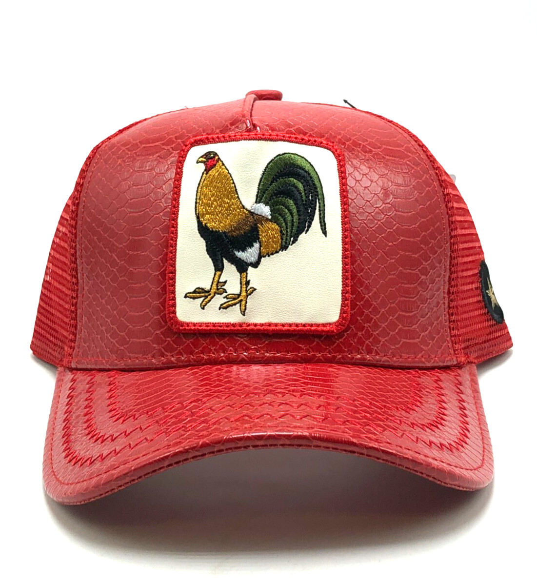 *NEW* Unisex NEW GOLD STAR HAT ROOSER LEATHER TRUCKER HAT RED 👍
