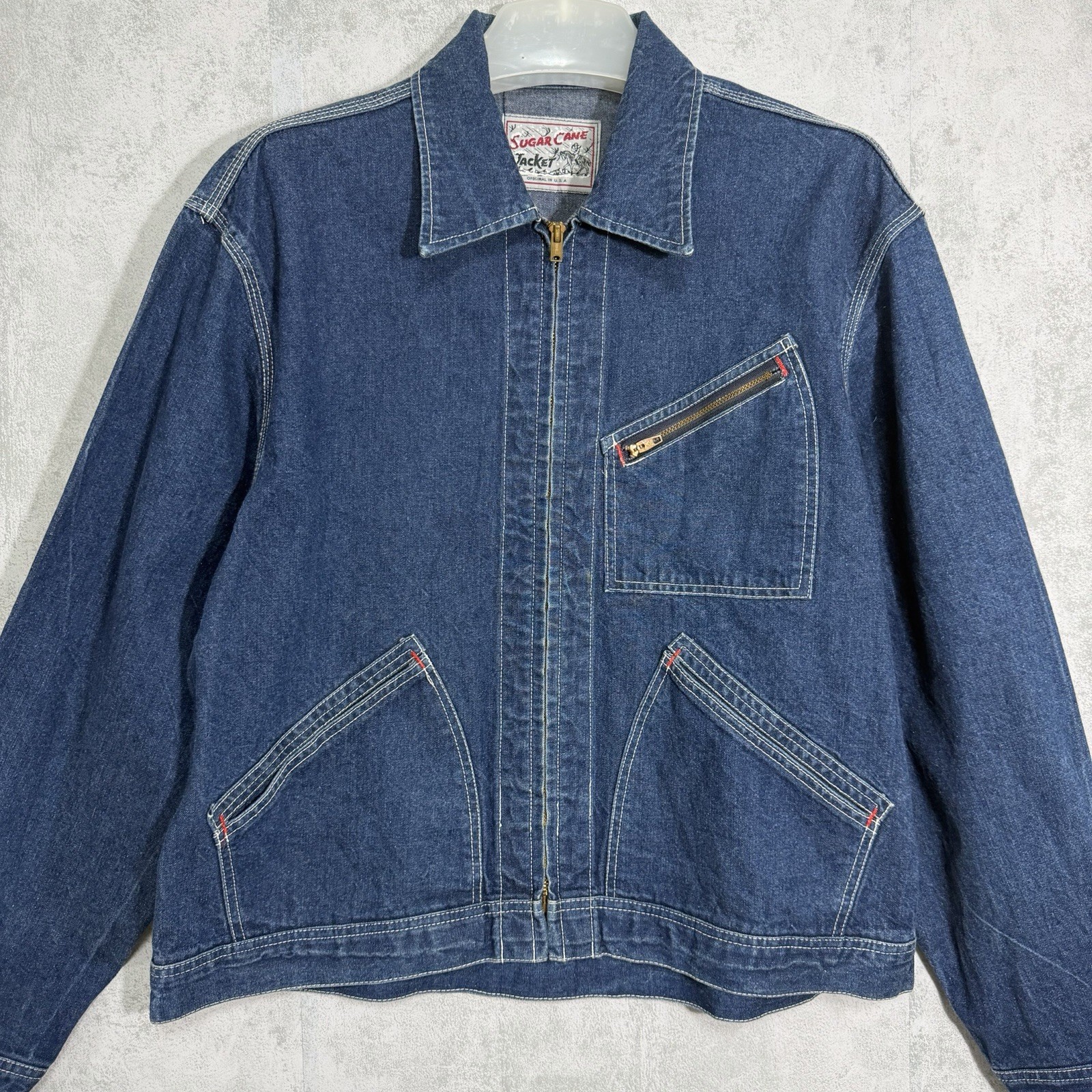 Vintage Vtg Sugar Cane Denim Zip Jacket Large Mens Selvedge Iron Heart Momotaro