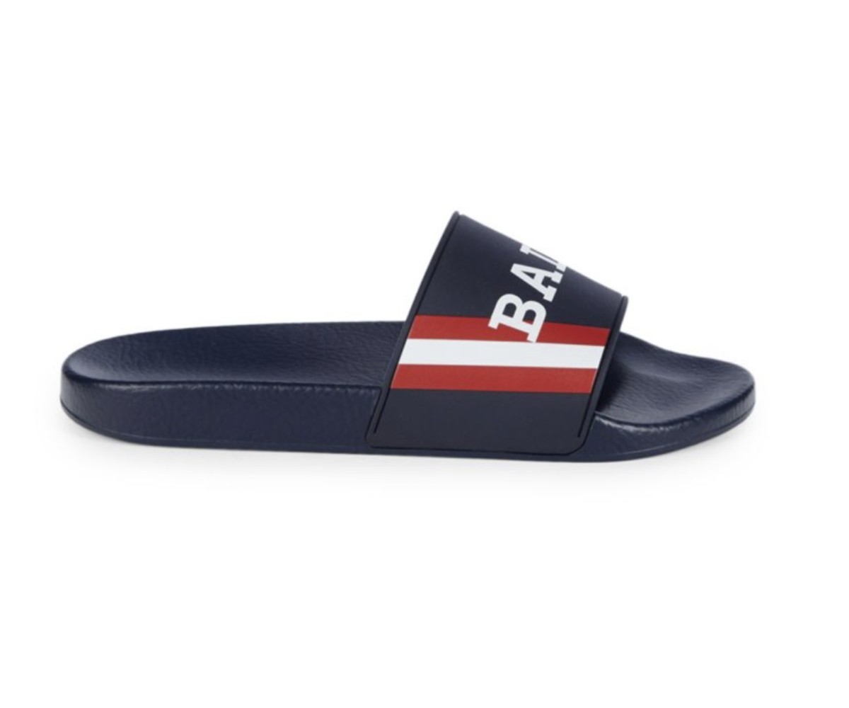 Bally Simon 6234035 Men’s Ink Logo Rubber Sandals MSRP $195