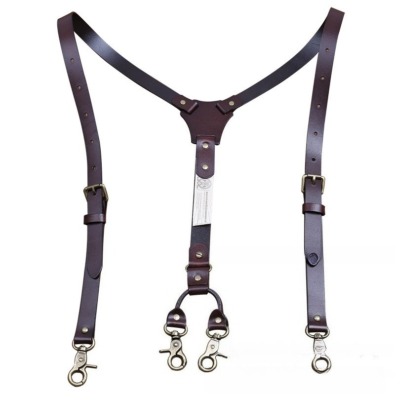 Quality Genuine Cowhide Leather 2cm Men’s Suspenders Y-shape Hook Buckle Suit