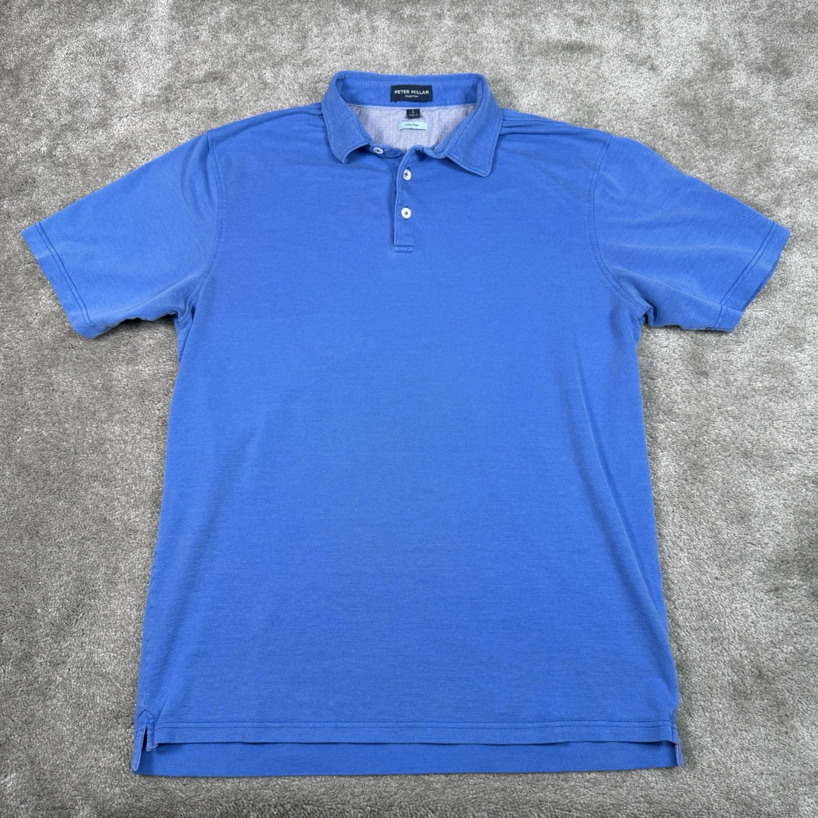 Peter Millar Collection Shirt Mens Large Blue Perfect Pique Polo Golf Casual