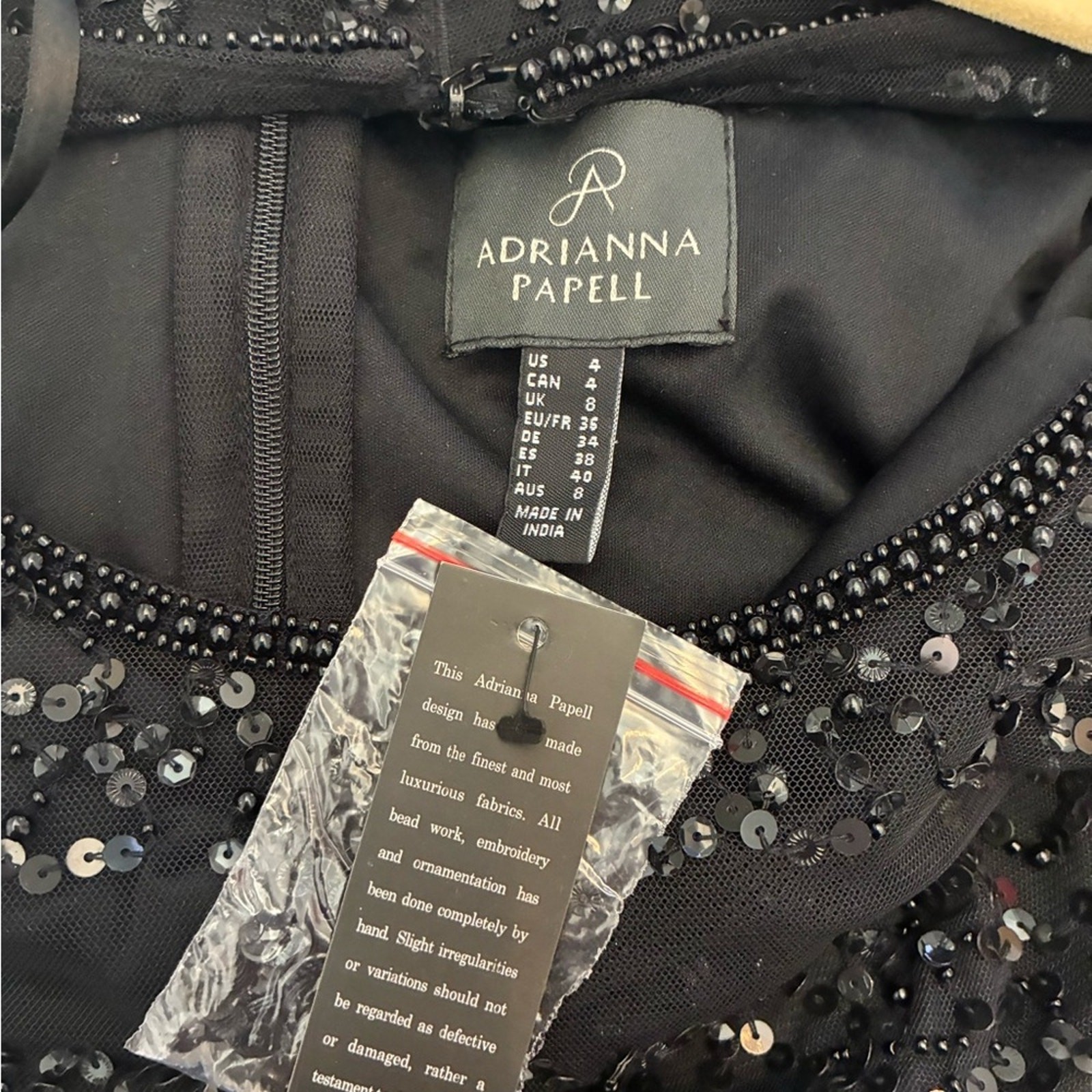 NWT Adriana Papell black sequin cocktail dress size 4