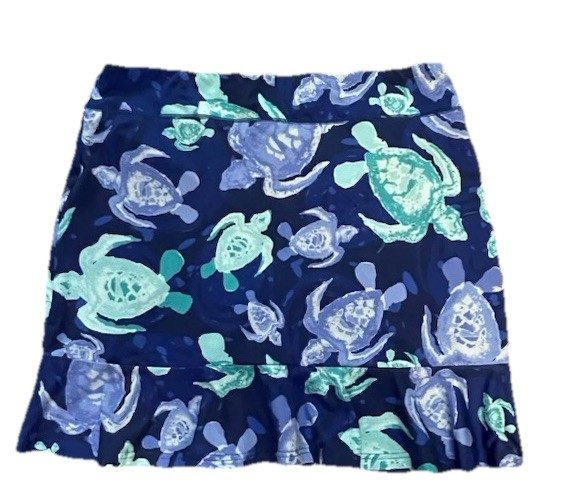 Ana Clare Active Turtle Blue Green Ruffle Skort Golf Tennis Size L EUC💚