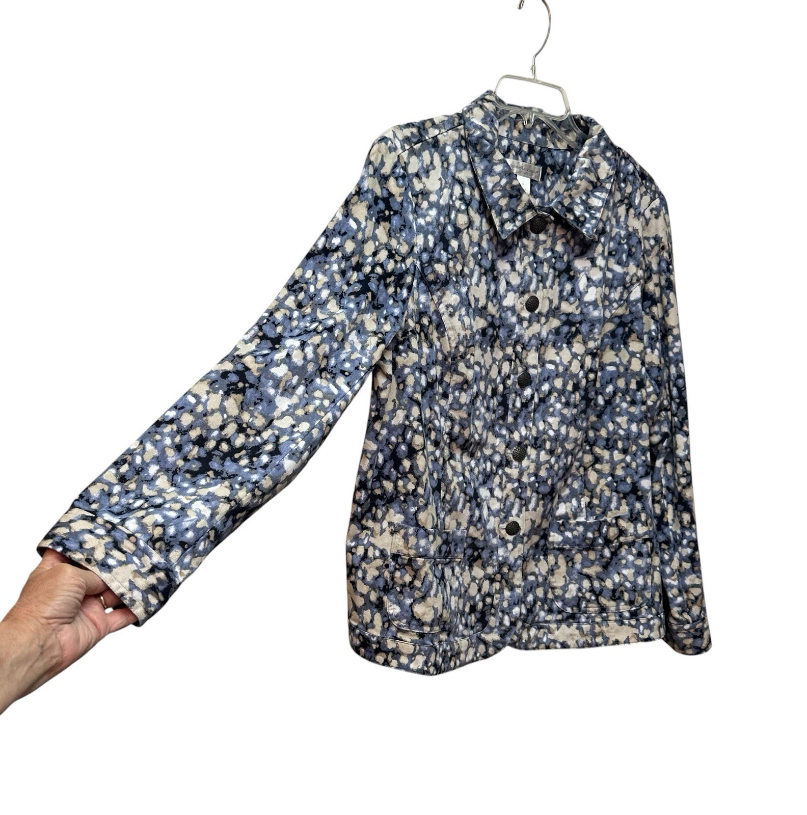 Christopher & Banks Jacket 6-Button Women XL Multicolor Abstract Long Sleeve