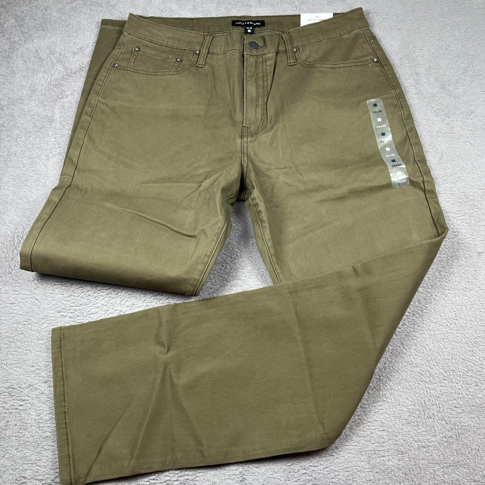 Lucky Brand 410 Athletic Straight Pants Mens 34×30 Olive Brown Advanced Stretch