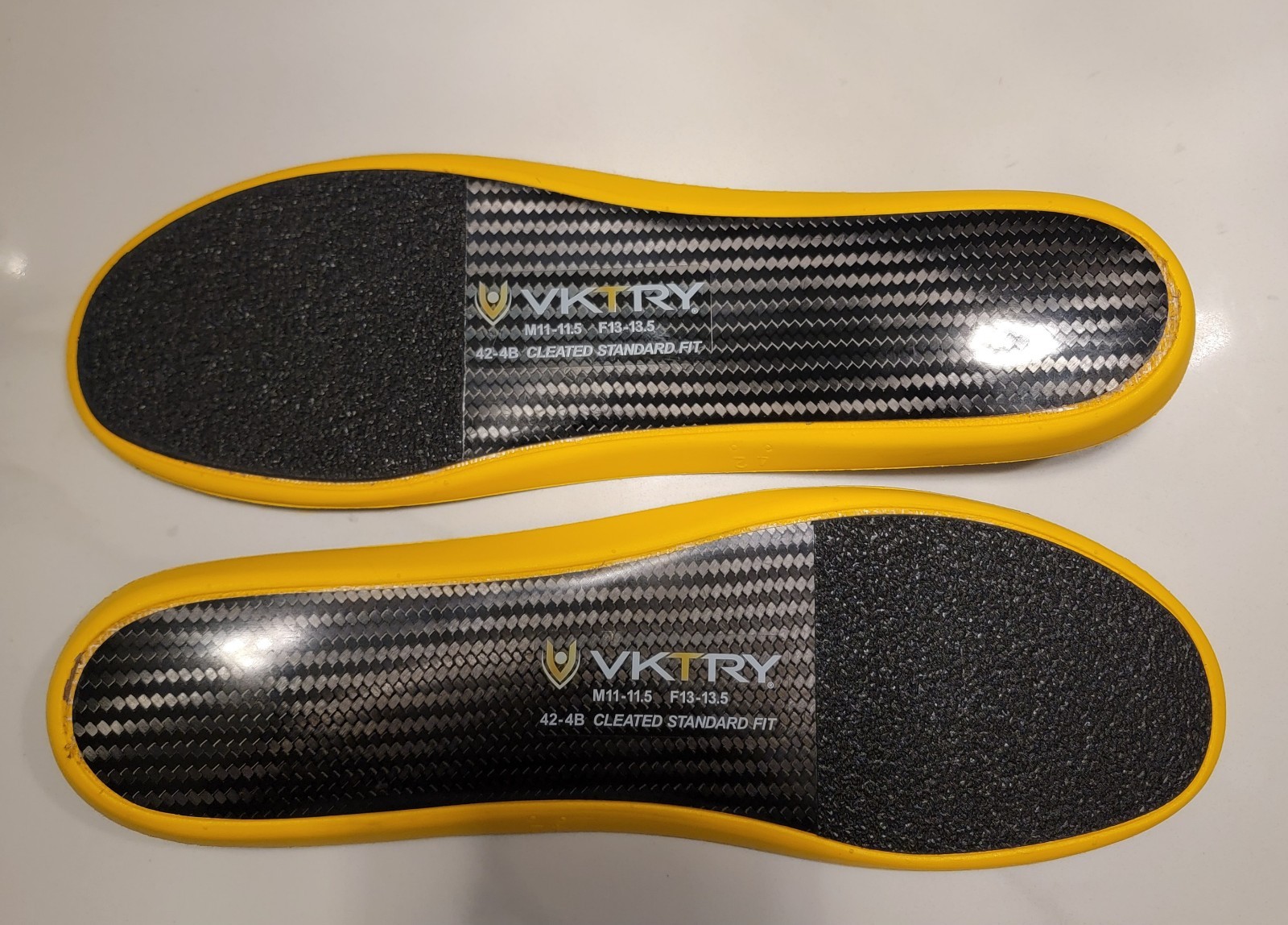 VKTRY Men’s Gold Carbon Fiber Football Insoles, Size 11-11.5