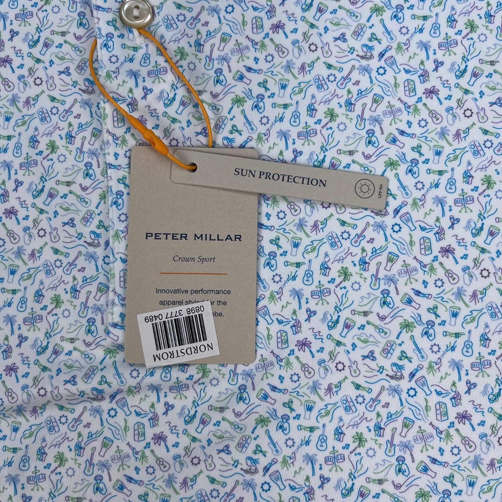 Peter Millar Island Jammin Summer Comfort Polo Shirt Men L White Performance NEW