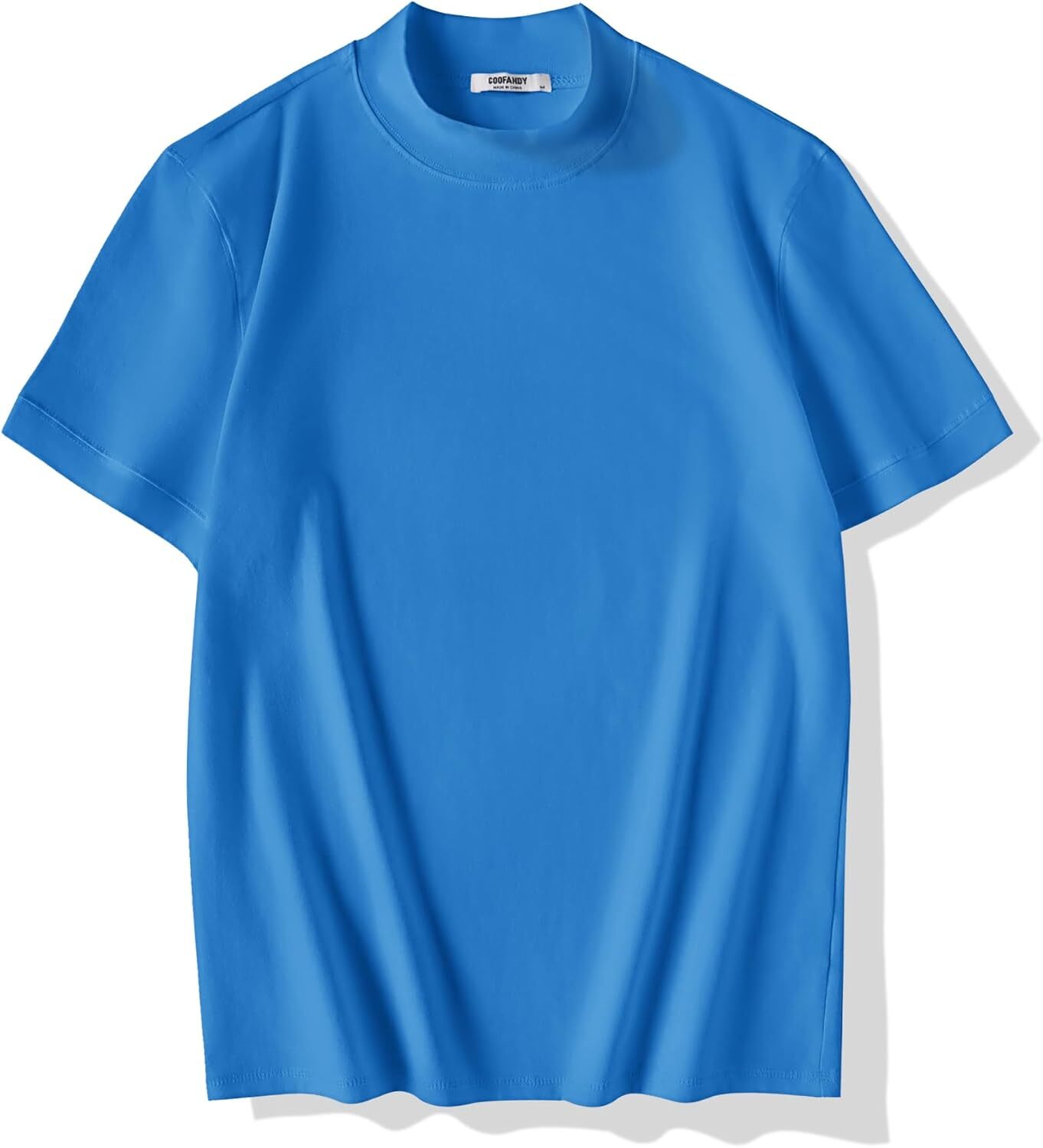 Mens Premium Cotton Short Sleeve Mock Turtleneck Half Neck Basic Tee Casual Fit