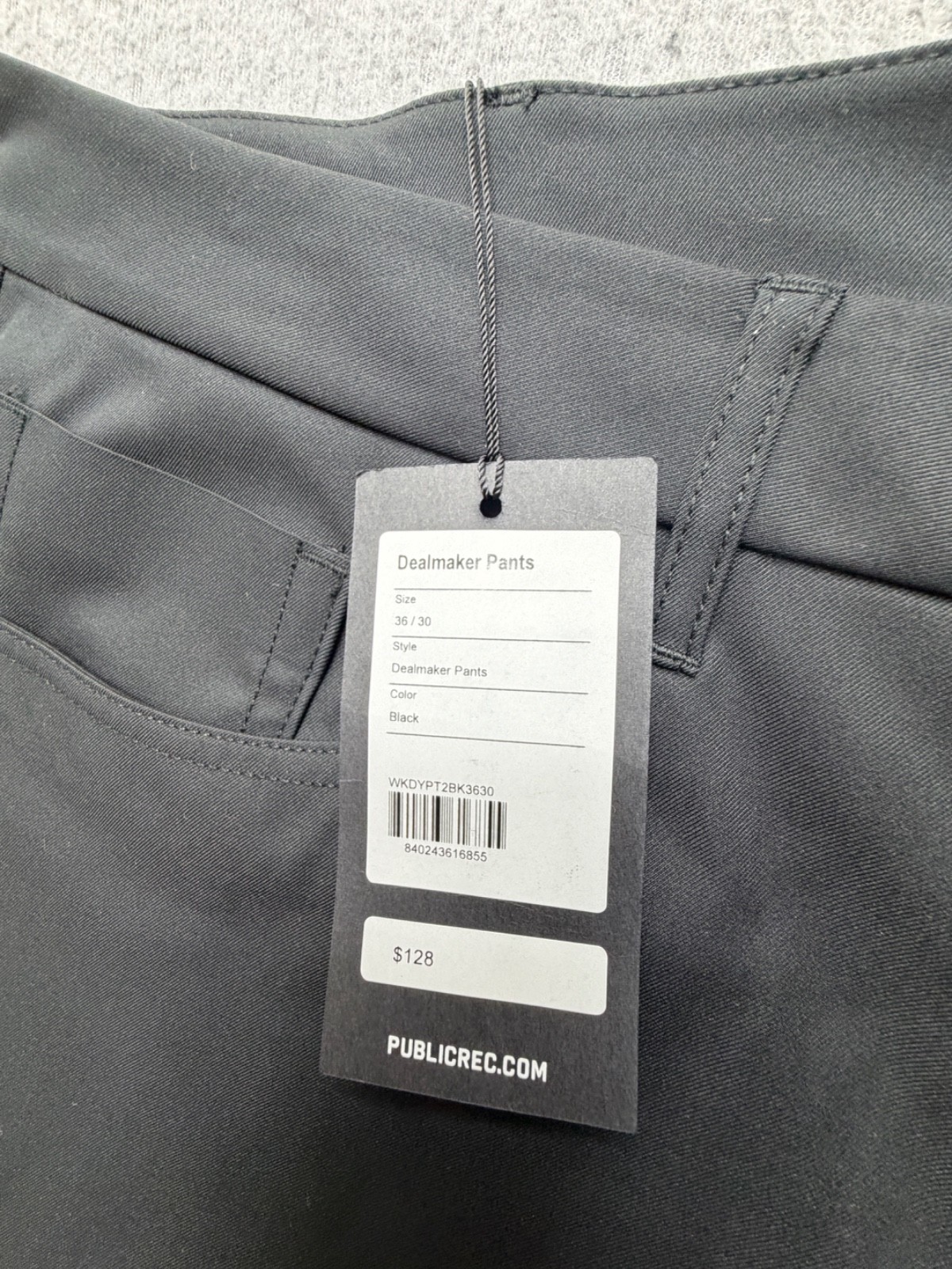 Public Rec Dealmaker Pants Mens 36×30 Black Straight Leg Stretch Performance NWT