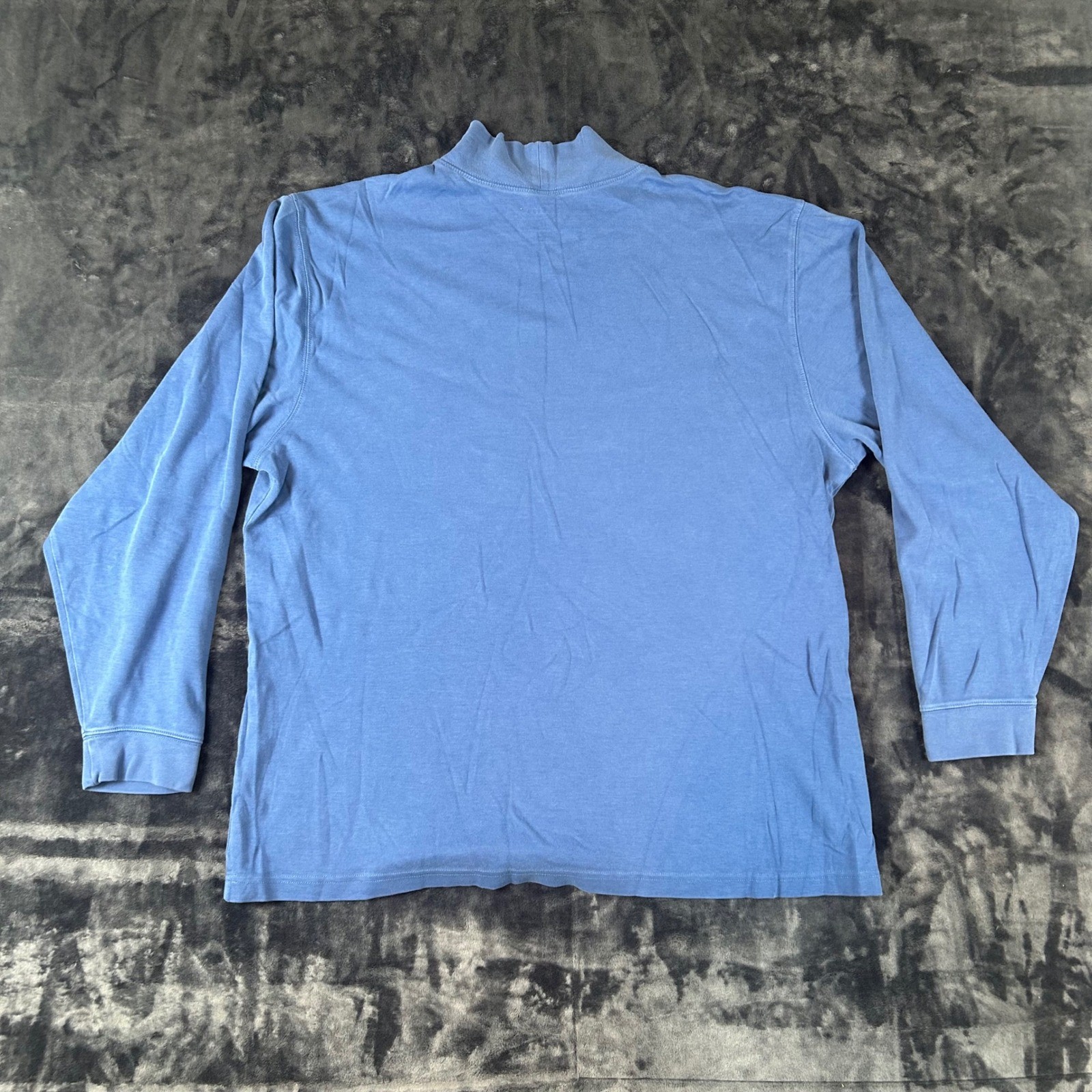 L.L. Bean Mock Neck Shirt Mens XL Blue Long Sleeve Cotton Layering Basic