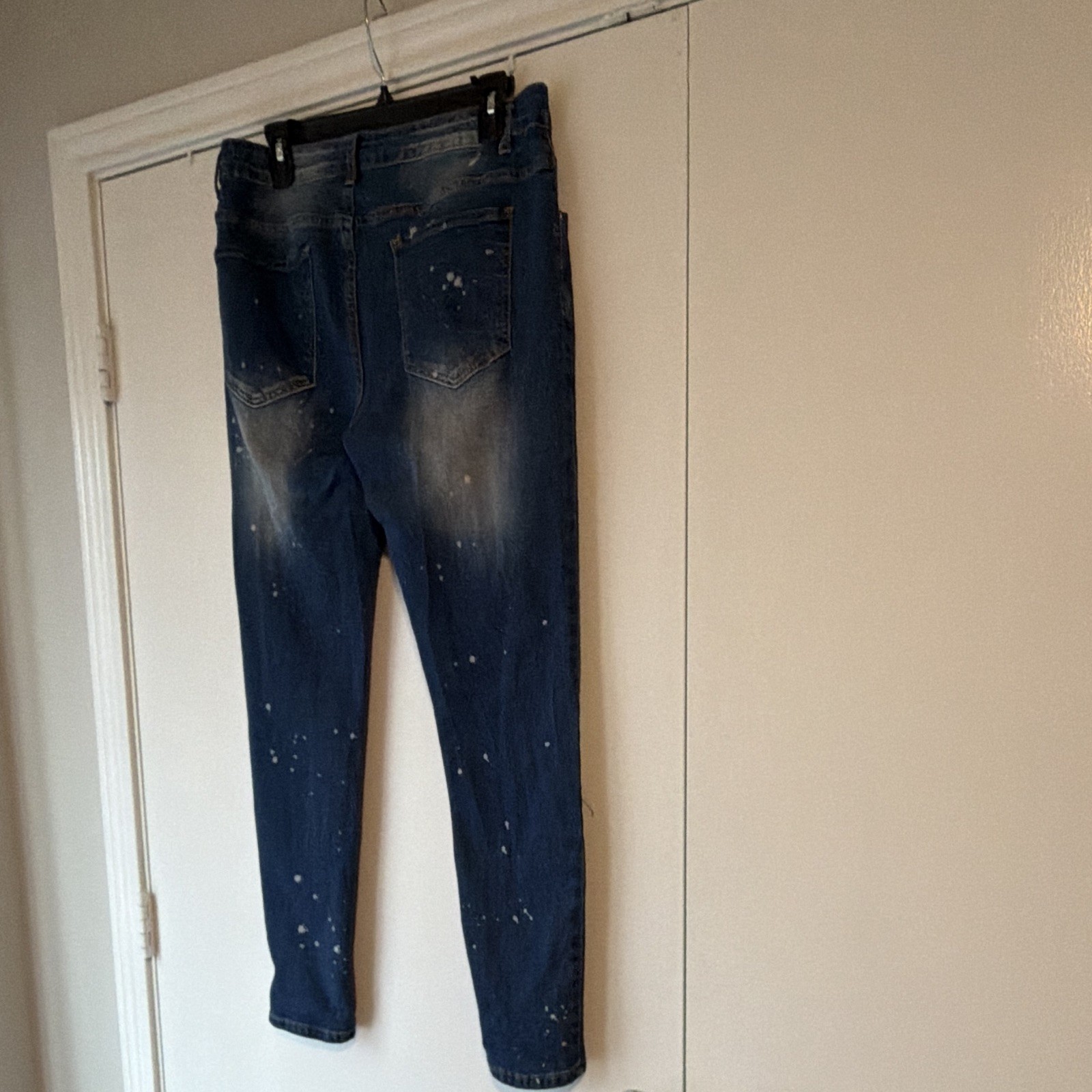 SHEIN Plus Size 34 Blue Distressed Skinny Denim Jeans Solid 5-Pocket