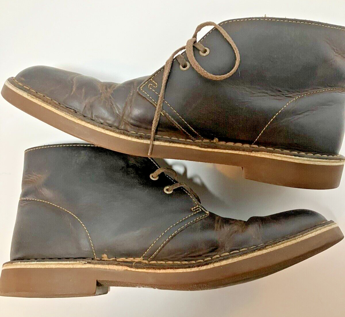 CLARKS COLLECTION Mens Bushacre Distressed Brown Leather Chukka Boots SZ 9 M