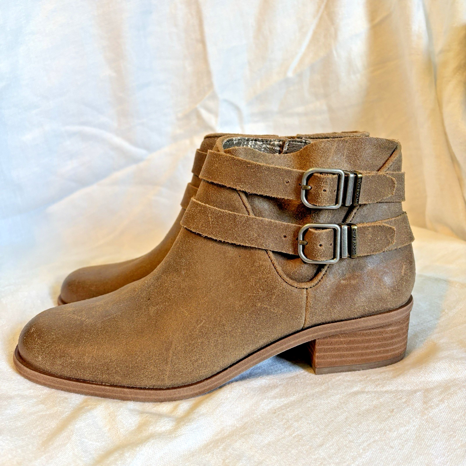 Lucky Brand Befind Booties Leather Tan Size 8 Ankle Boots