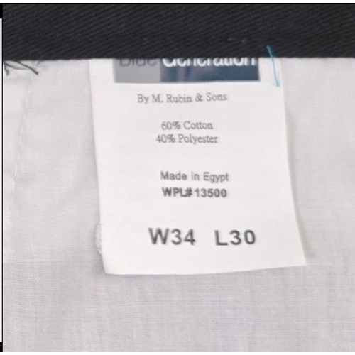Blue Generation Mens Black Chino Pants Classic Fit Flat Front Size 34×30