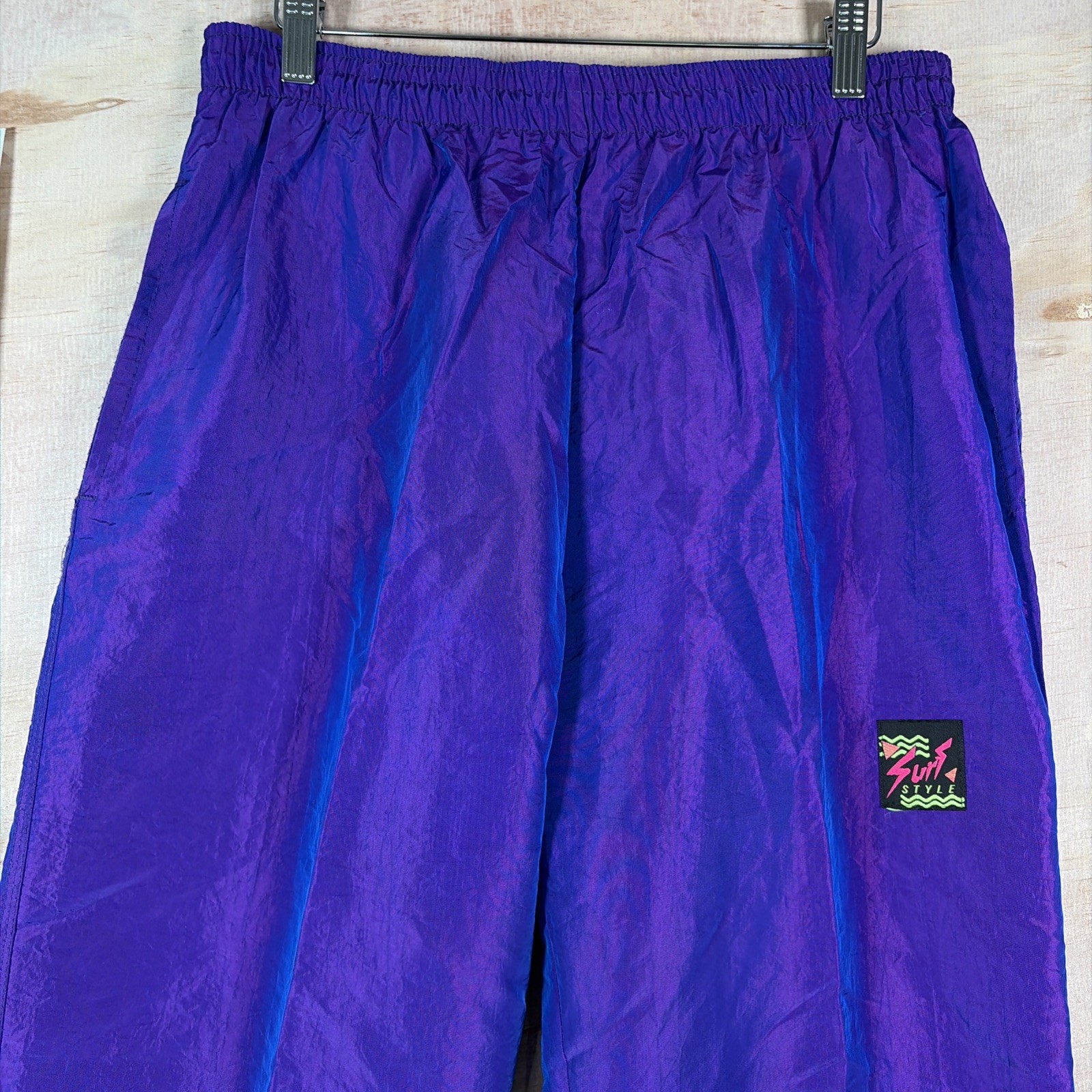 Vintage 90s Surf Style Jogger Cuffed Windbreaker Track Pants Size M 26×30 Purple