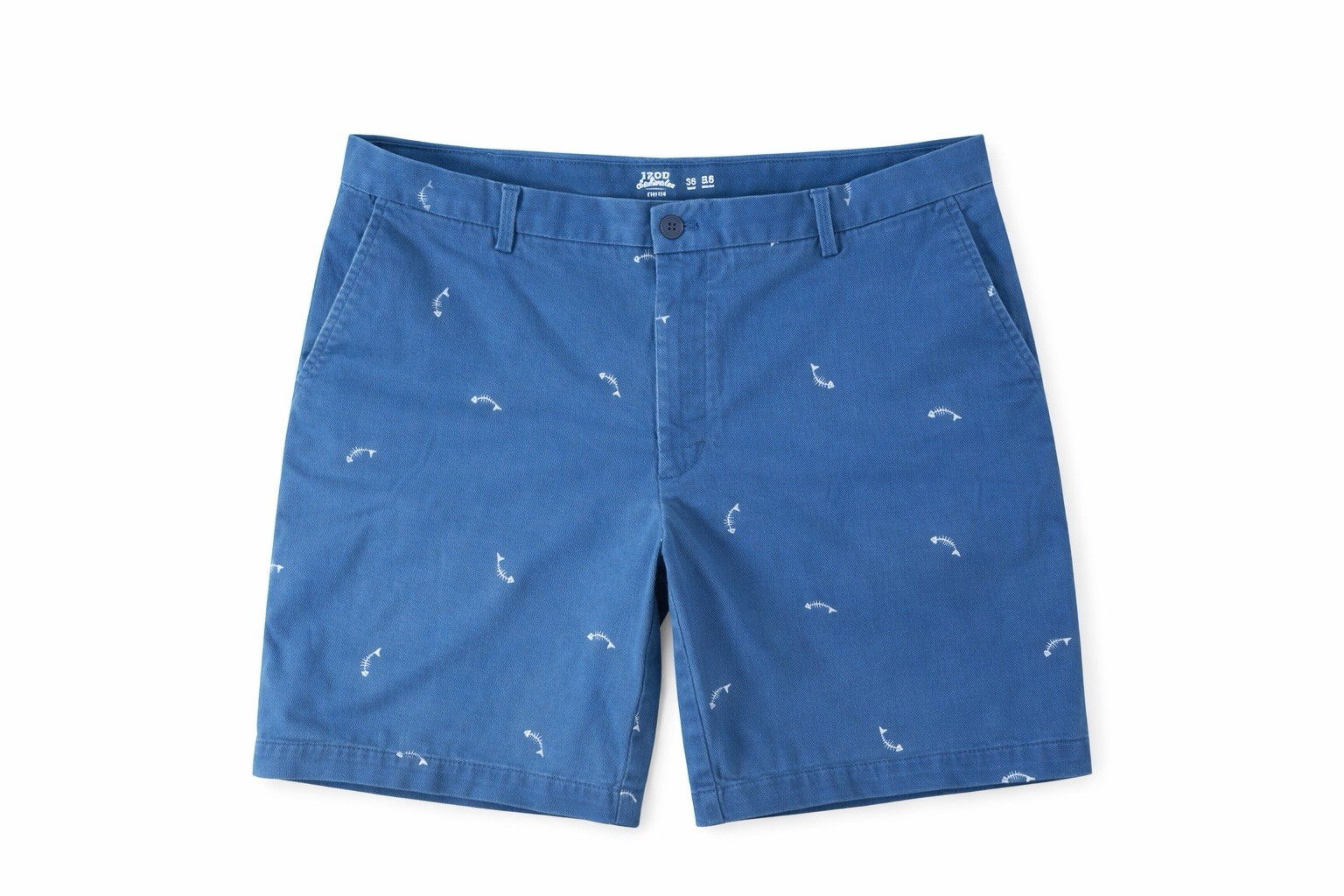 IZOD Saltwater Men’s Chino Shorts Navy Fish Bone Relaxed Classic Stretch Size 36