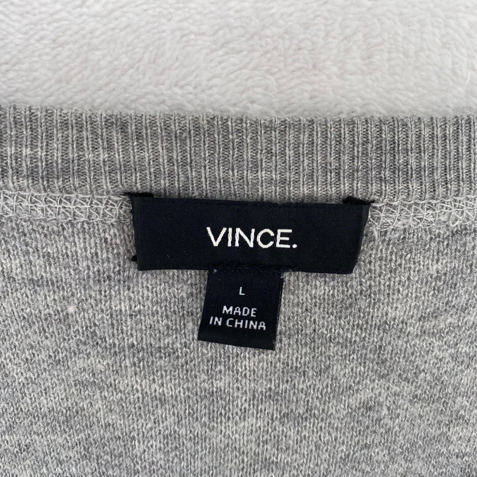 Vince Crew Neck Sweater Mens Large Grey Wool Blend Raglan Pullover Classic Knit