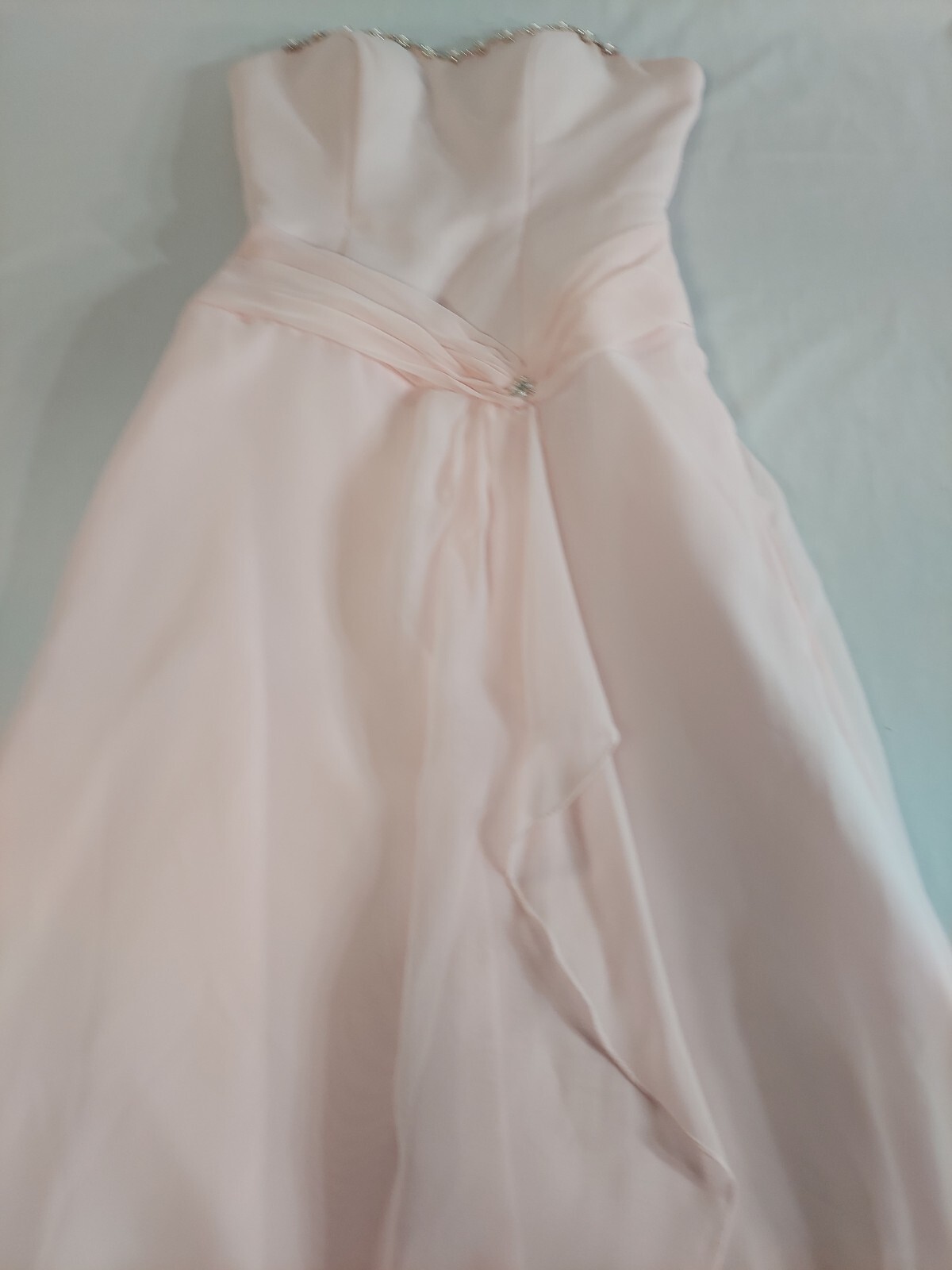 Mori Lee By Madeline Gardner Light Pink With Pearls Long Formal Dress, Size 3/4