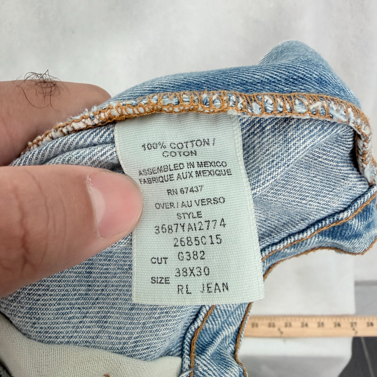 Polo Jeans Company Ralph Lauren Jeans Mens 38×30 Blue Straight Leg USA Flag