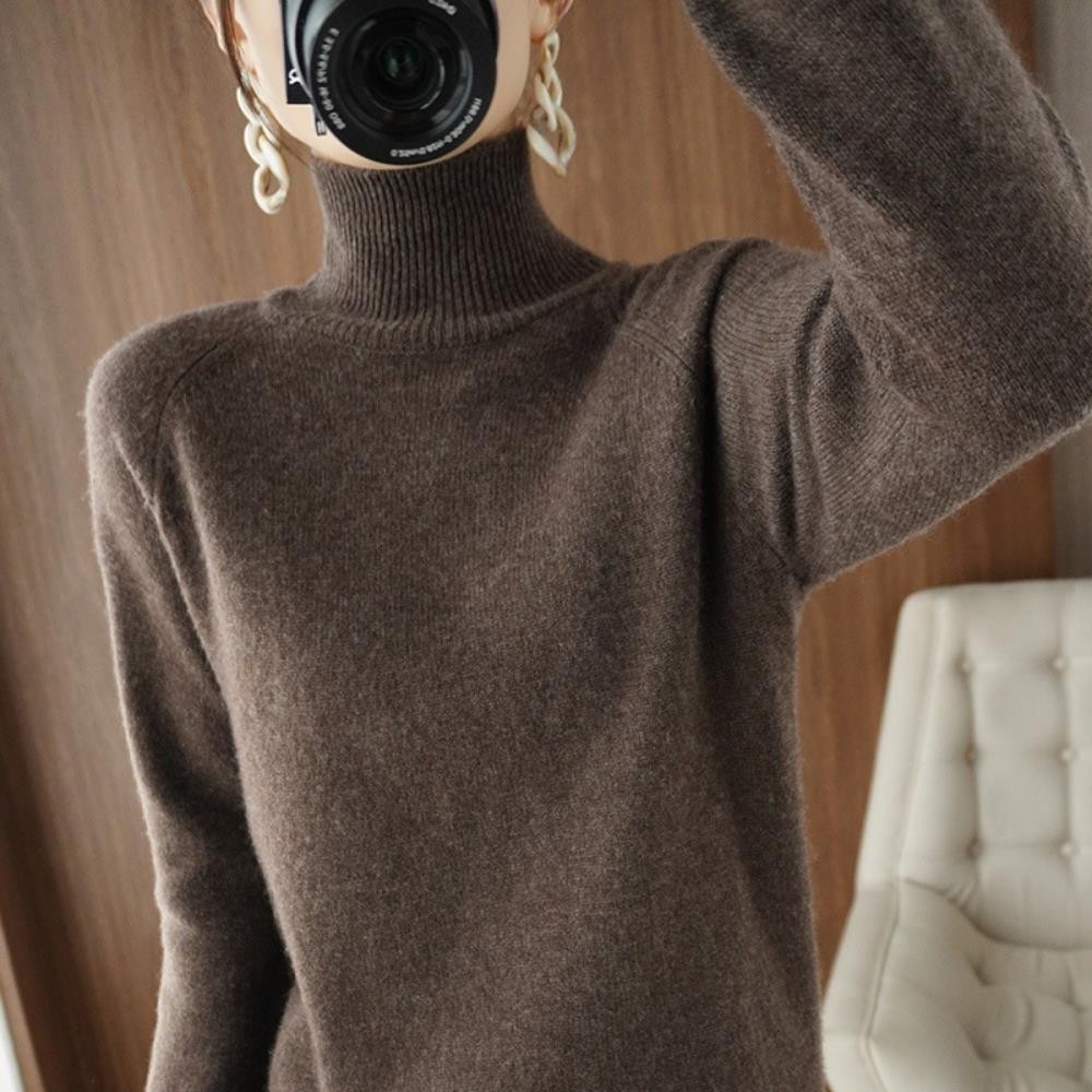 Turtleneck Cashmere Knitted Sweater Women Jumpers Long Sleeve Thick Pullover Top