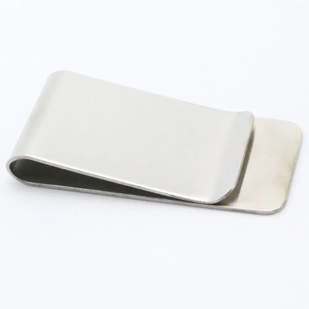 Black & Silver Stainless Steel Money Clip Metal Pocket Holder Wallet Credit Card