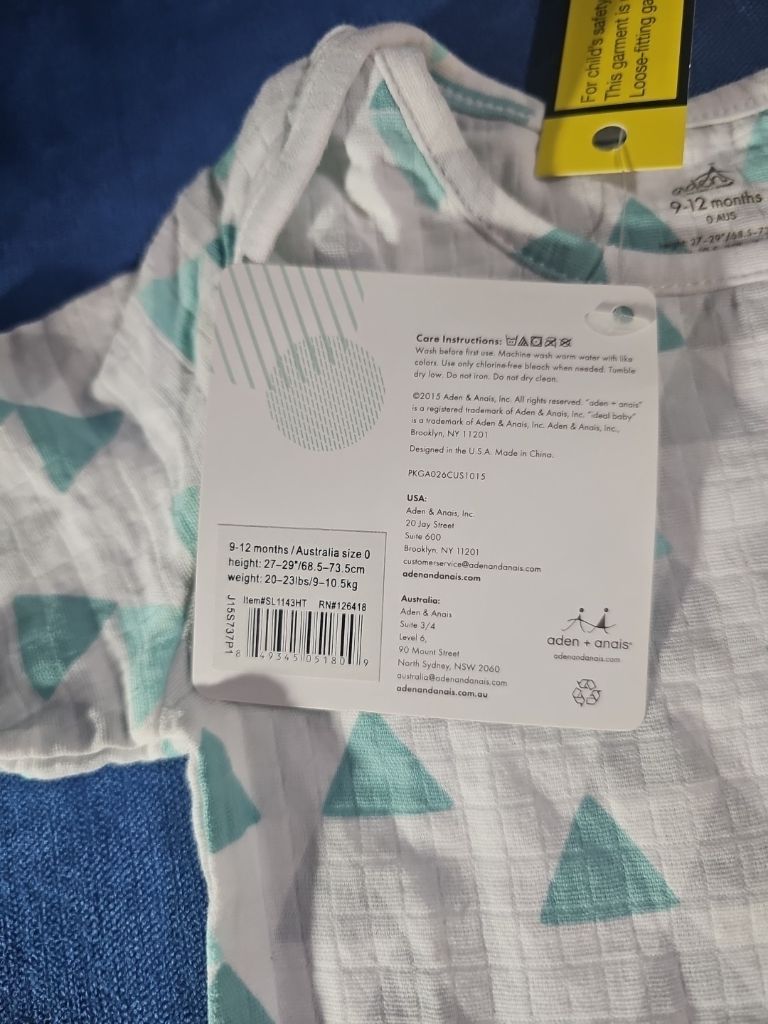 Aden And Anais Muslin Toddler Girls 9-12 Months Bodysuit