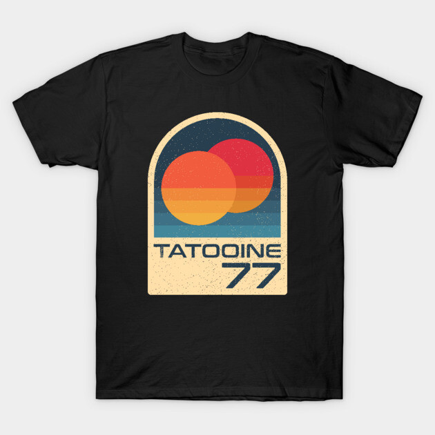 Twin Suns Desert Planet T-Shirt Retro Sci-Fi Space Travel Style Graphic Tee