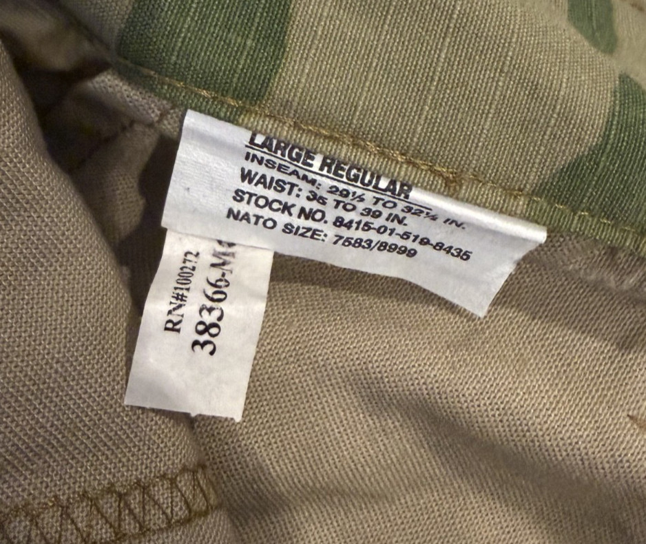 Tru-Spec Multicam Tactical Cargo Pants Mens Large Regular 35-39 Ripstop Army