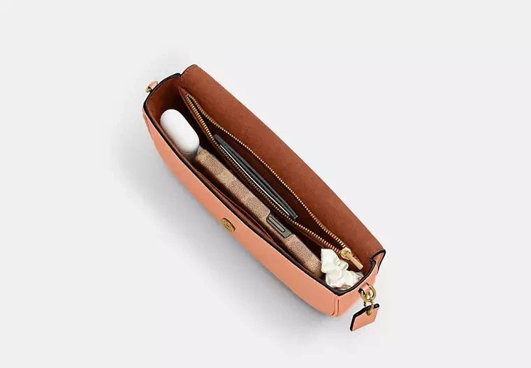 Coach Brook Flap Chain Bag 9.75″ x 4.75″ x 2.25″ CAN90 2 Straps Leather Peach
