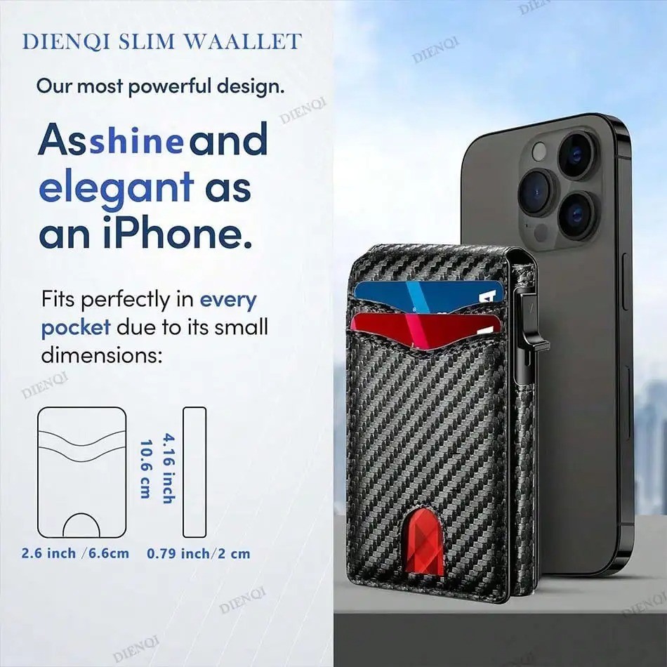 RFID Blocking Smart Men Wallet Carbon Fiber Credit Card Holder Minimalist